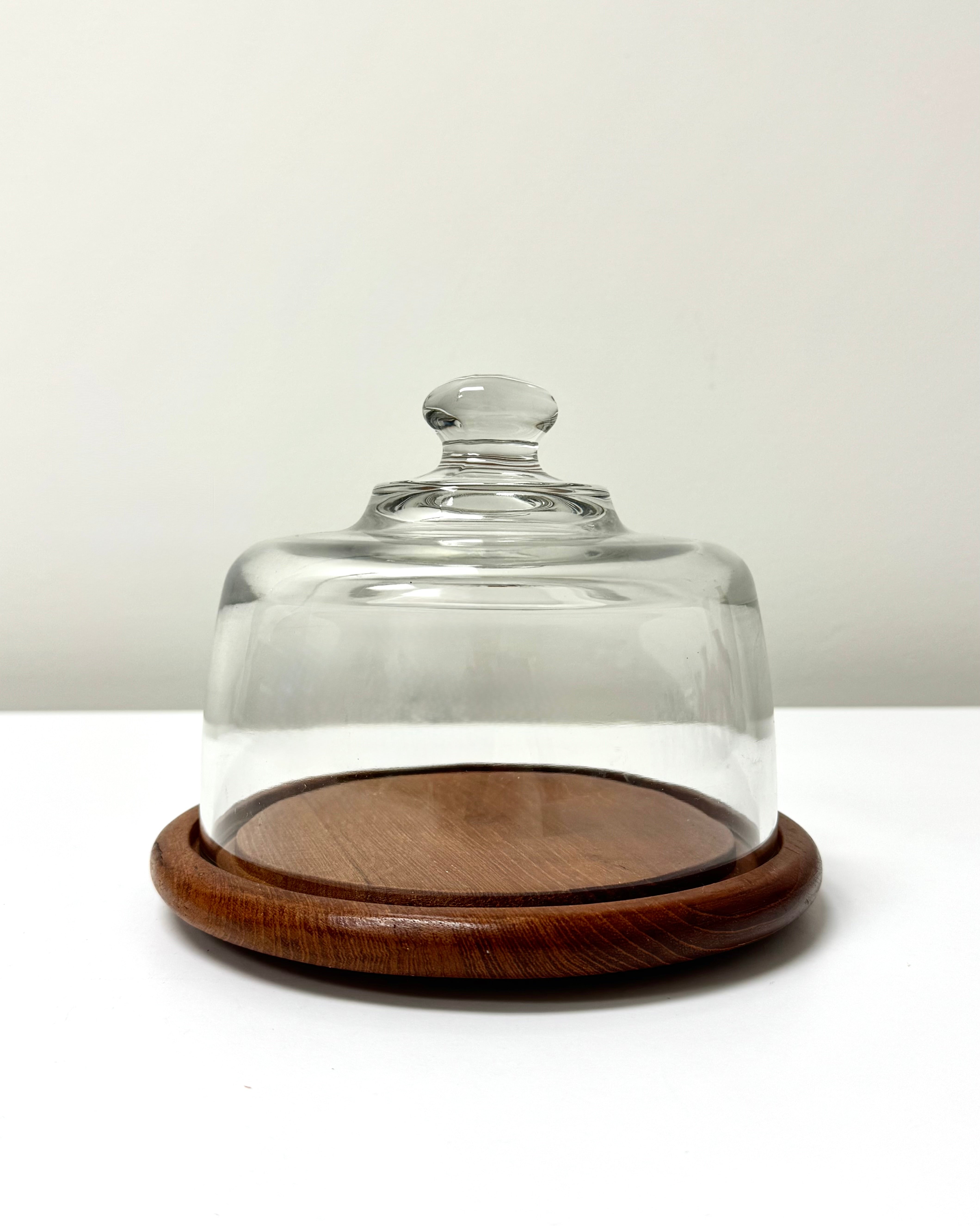 Vintage GAILSTYN-SUTTON Teak Cheese Plate with Glass Cloche