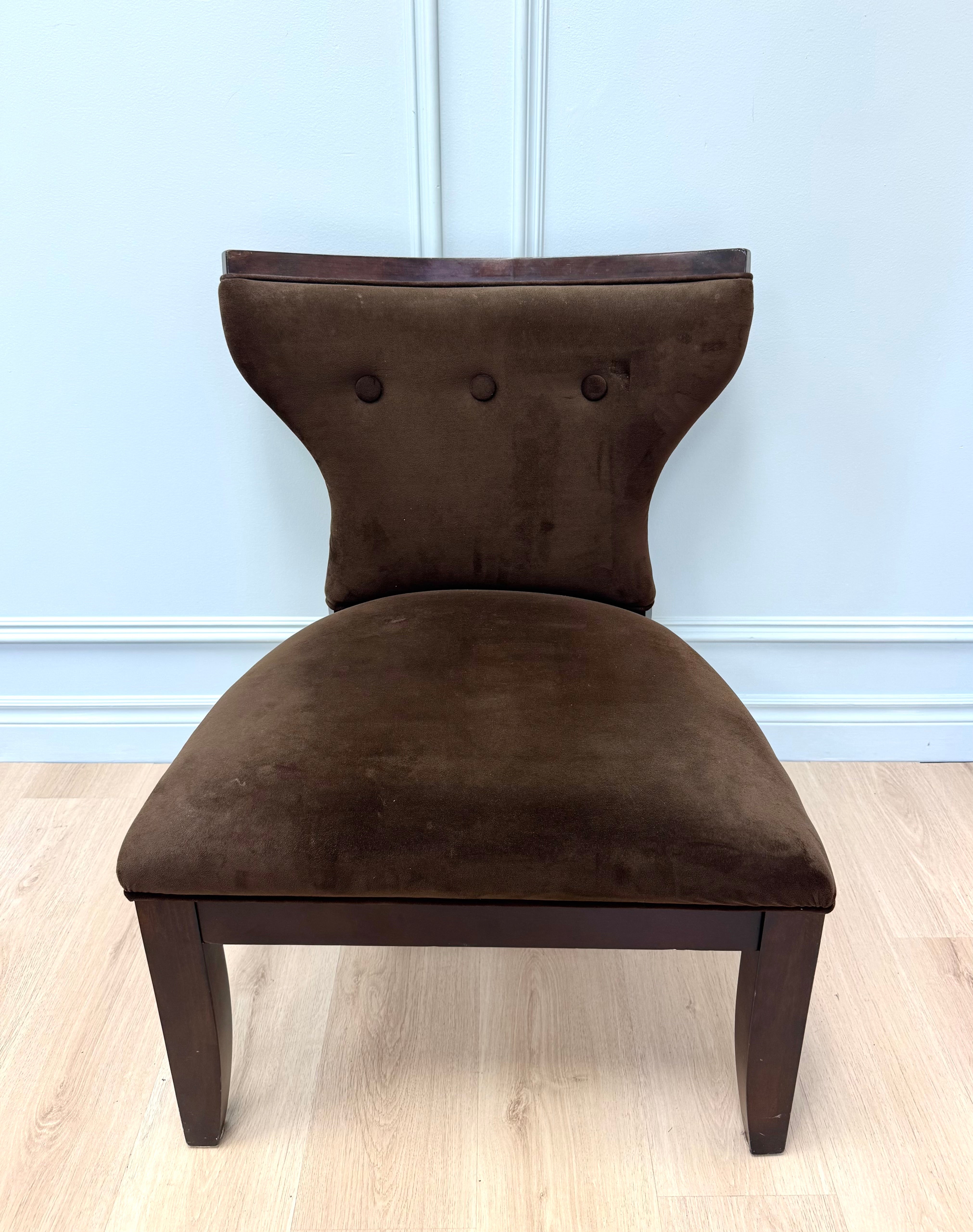 Chocolate Brown Velvet Hourglass Chair