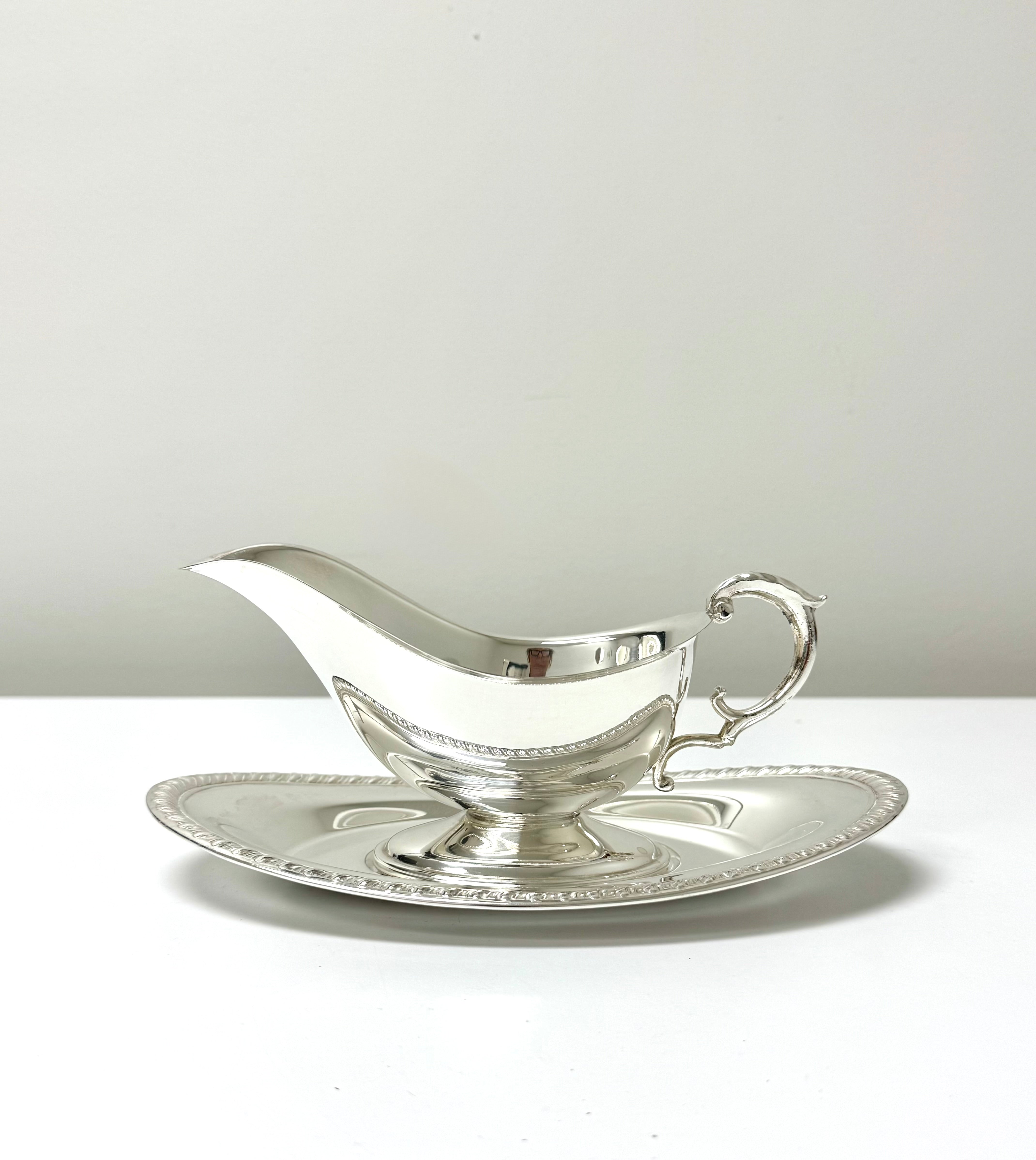 Vintage Silverplate Sauce Boat with Plate
