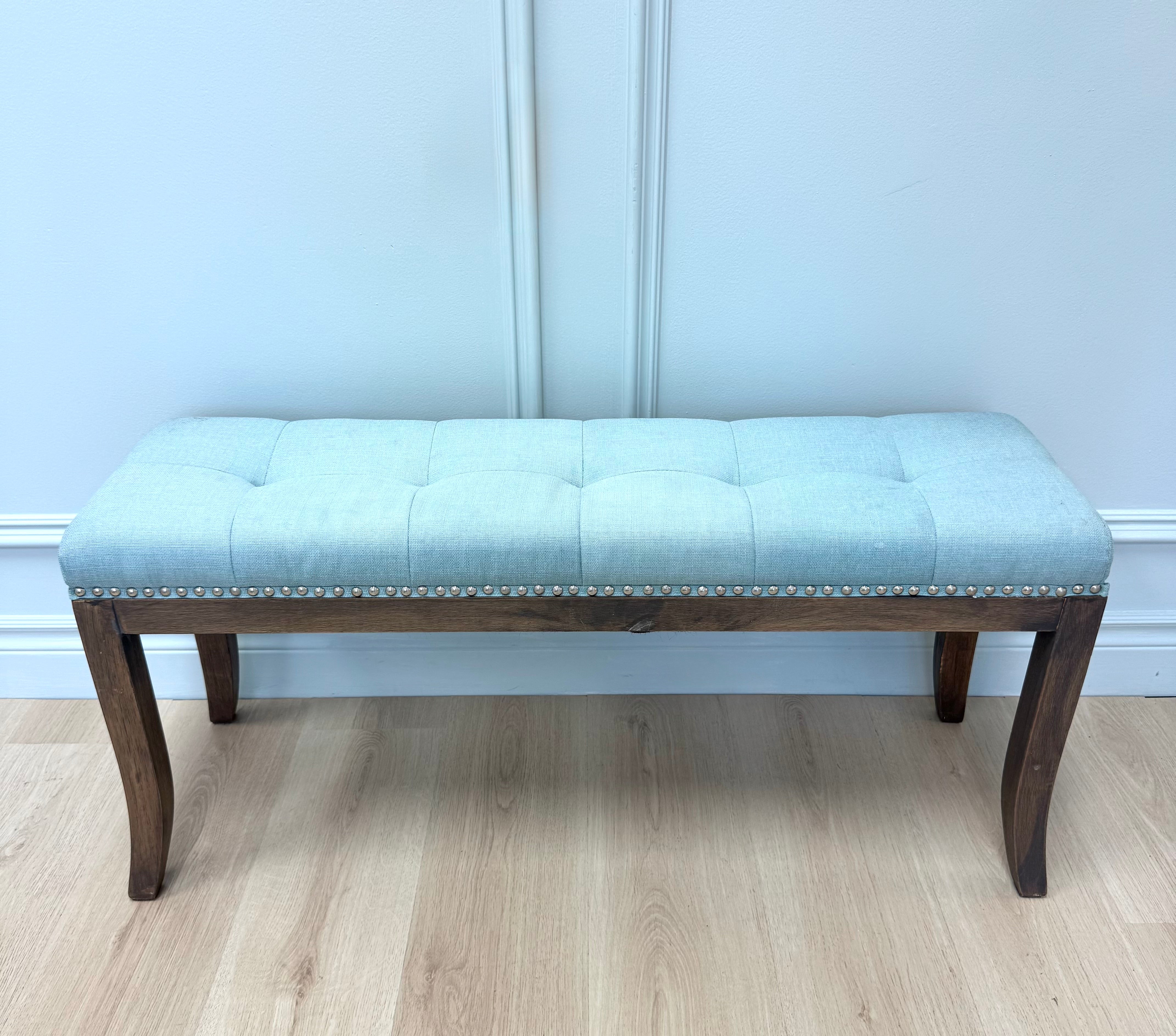 Sky Blue Linen Bench
