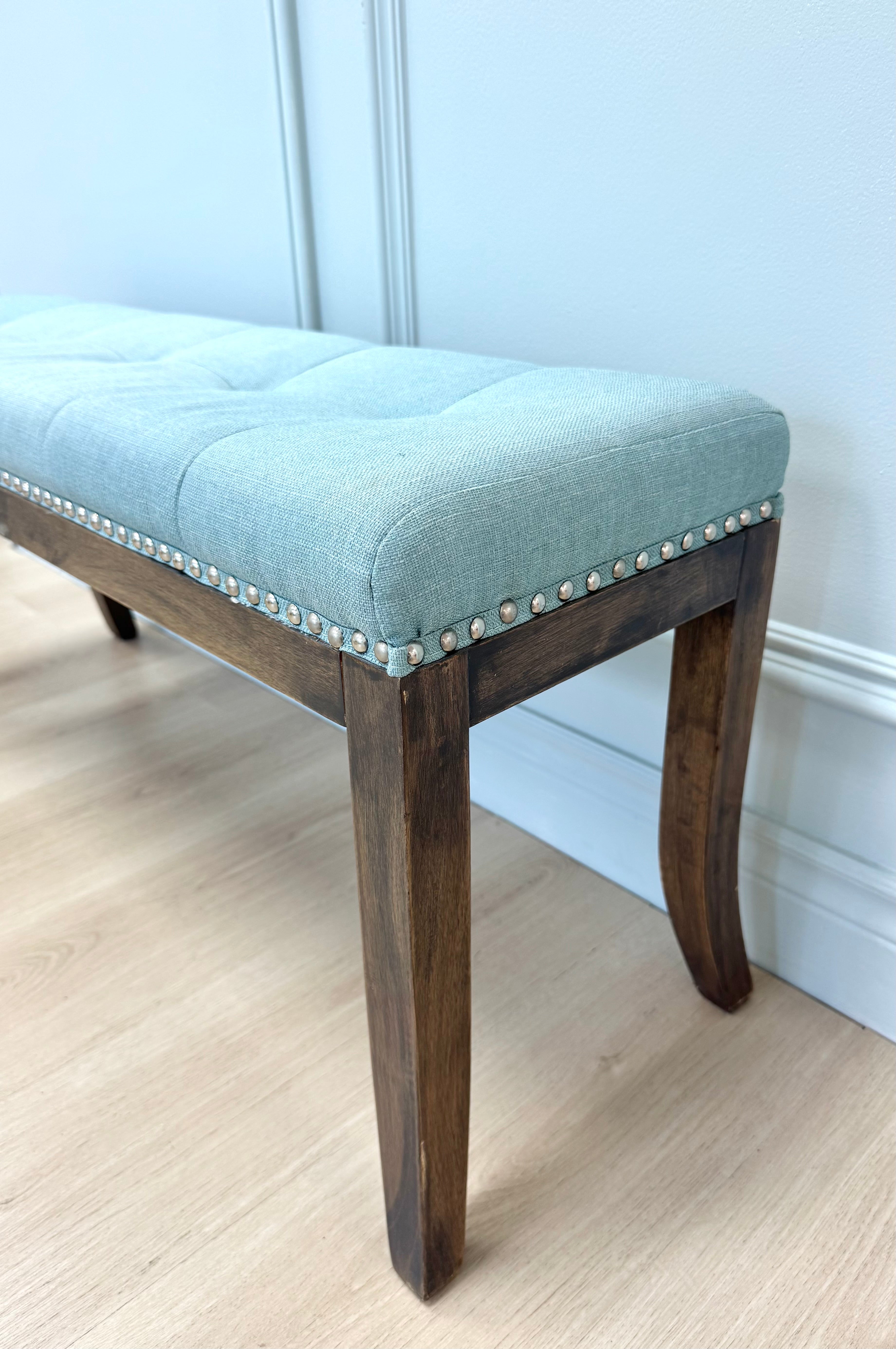 Sky Blue Linen Bench