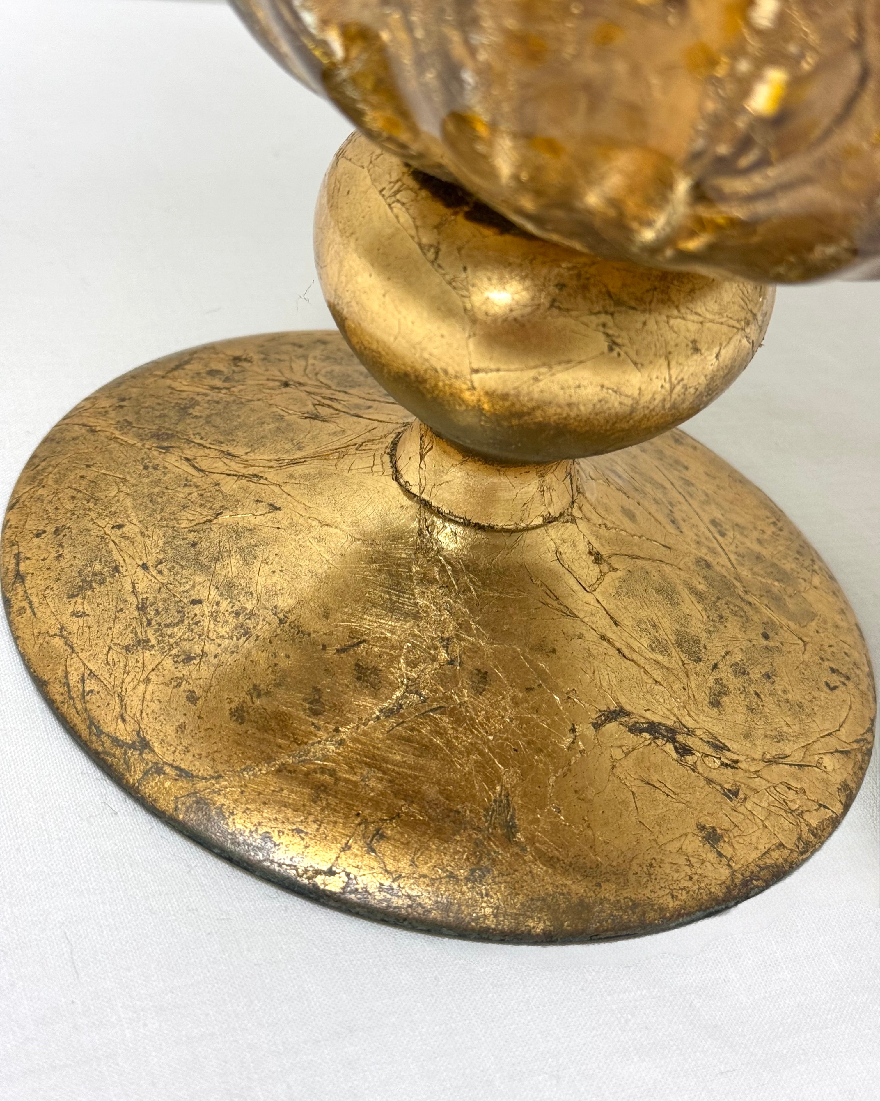 Aged Gold Leaf Ruffled Shell 16" Vase