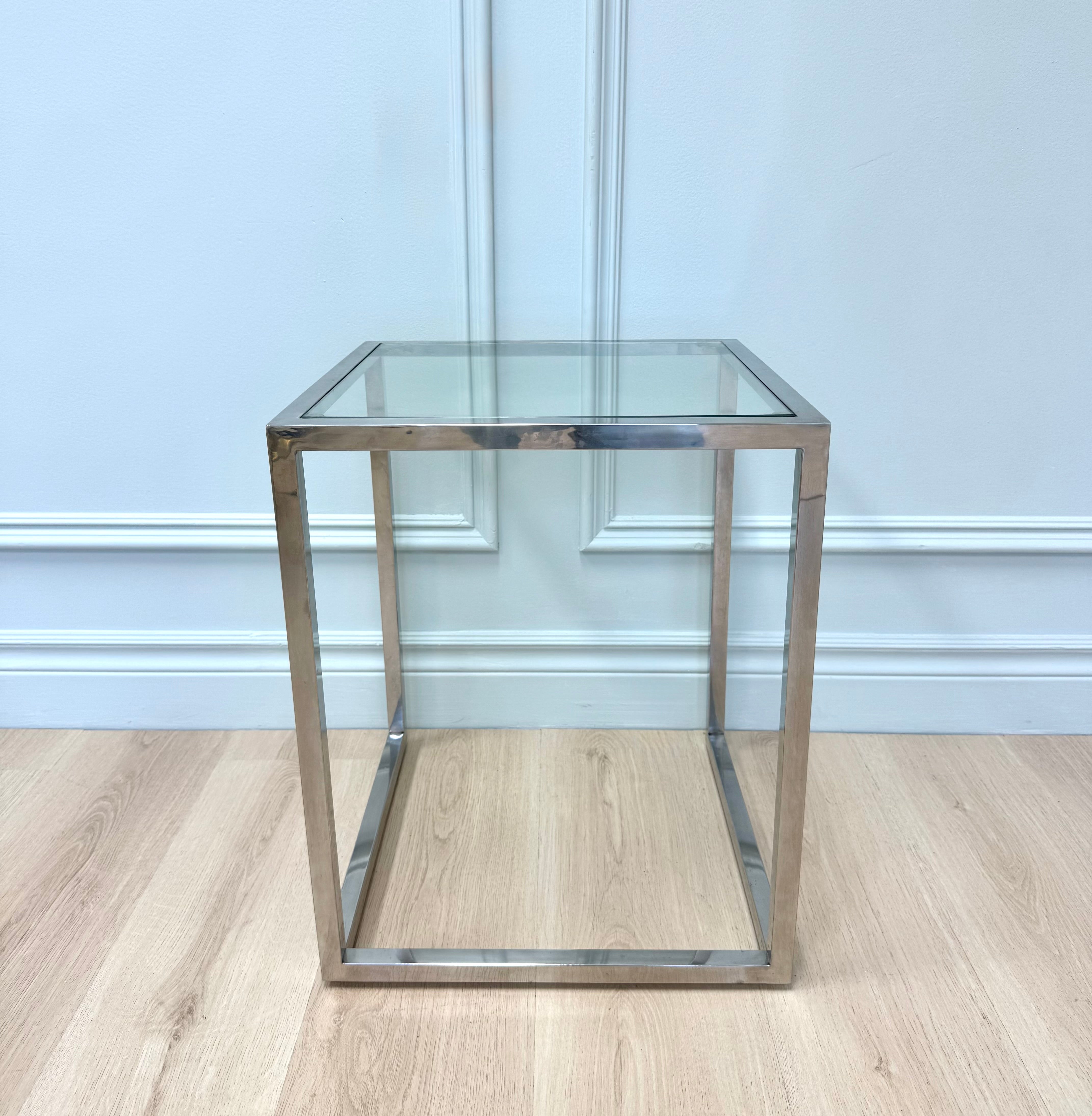 Chrome Cube Side Table