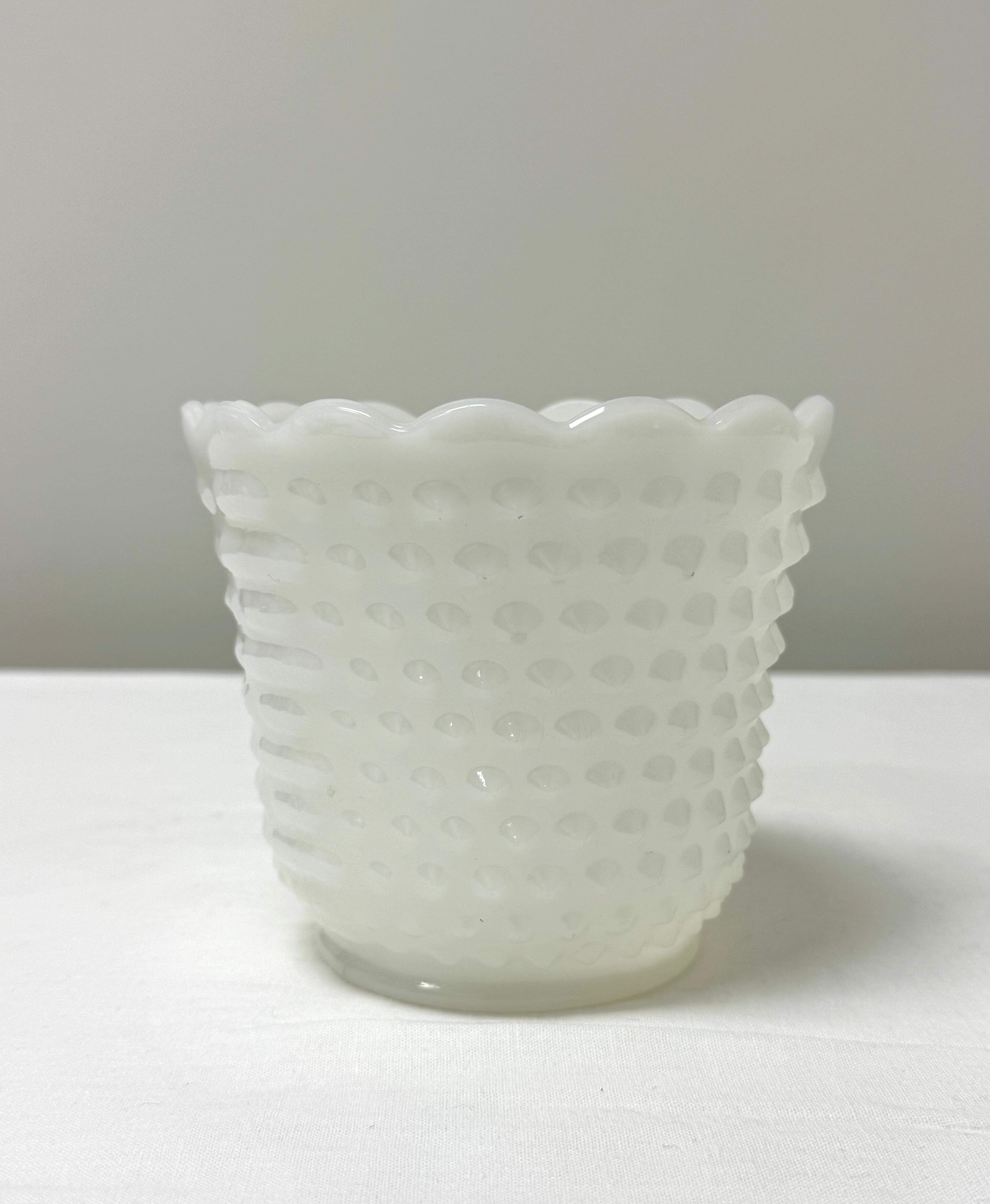 Vintage FIRE KING Hobnail Milk Glass Planter