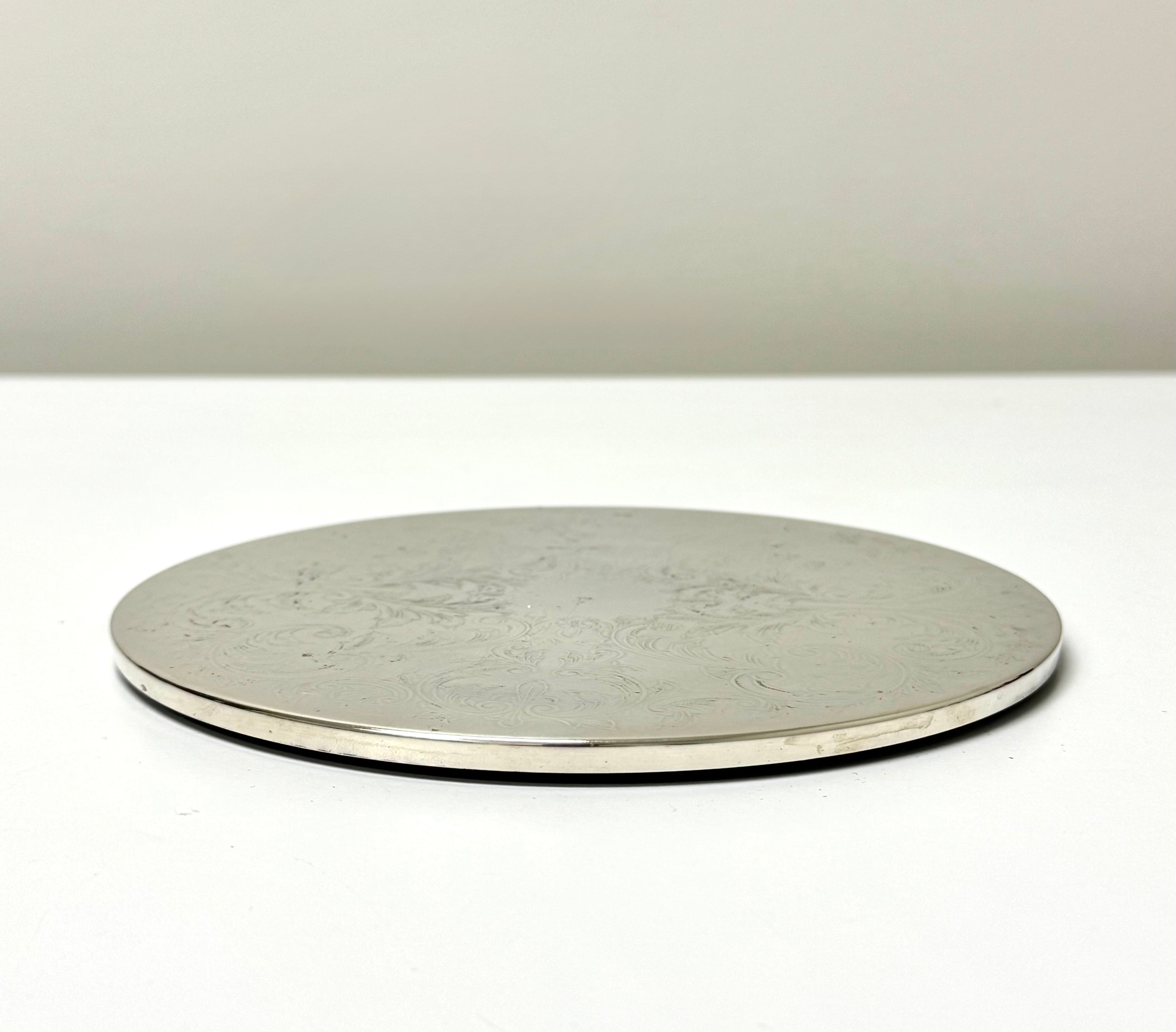Vintage Embossed Silverplate Round Trivet