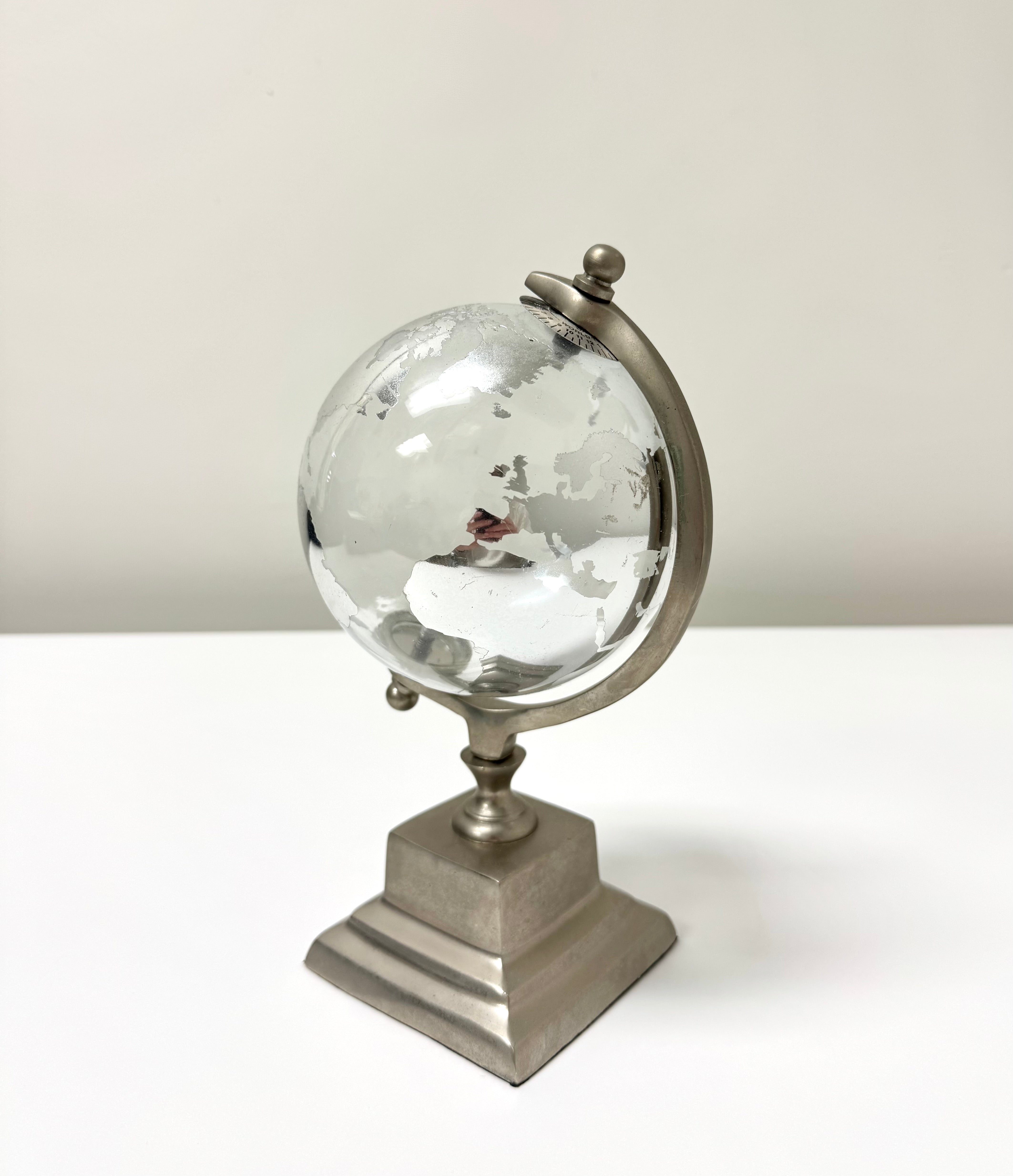 Glass Globe on Satin Metal Stand