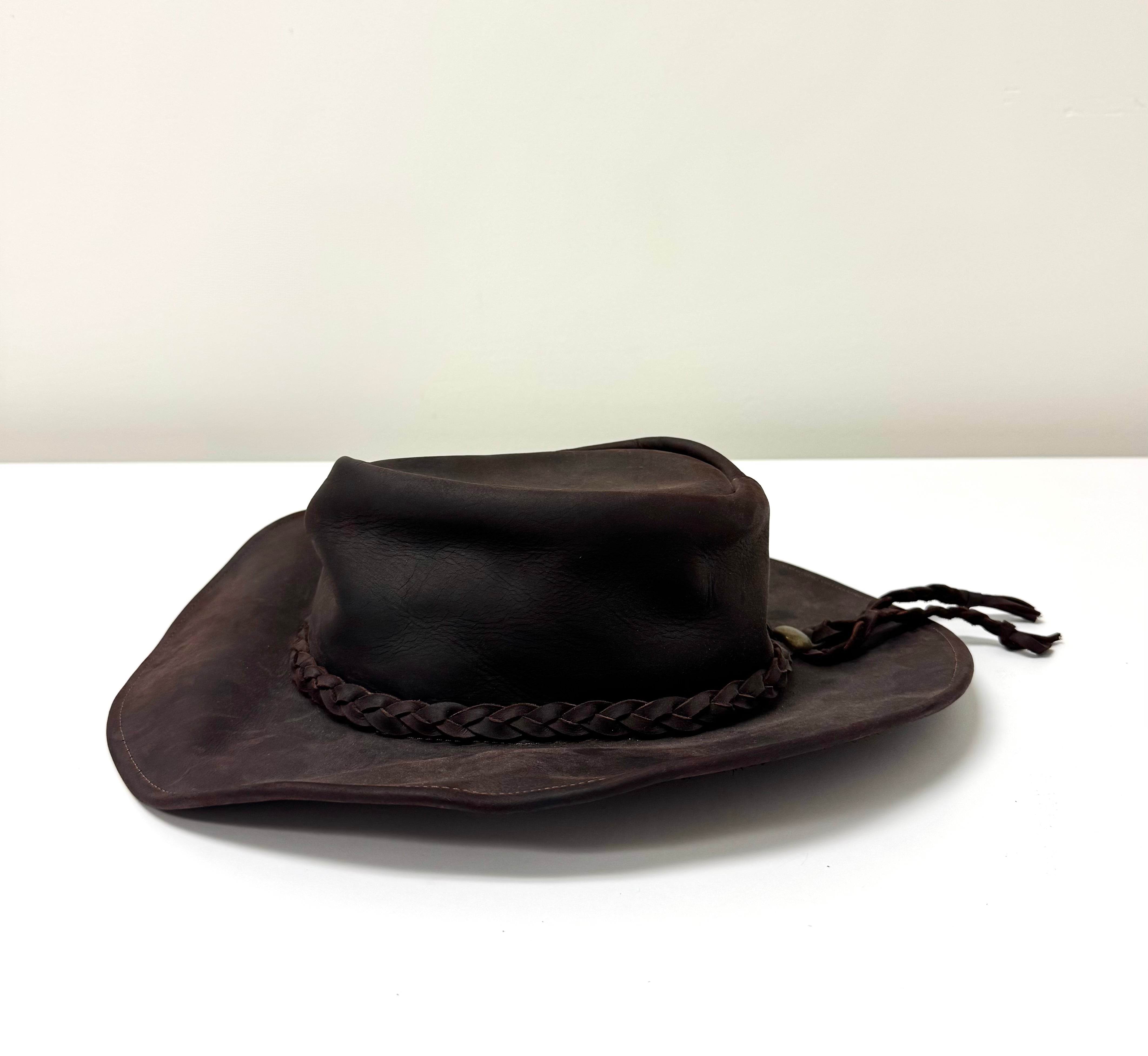 Brown Leather Outback Hat