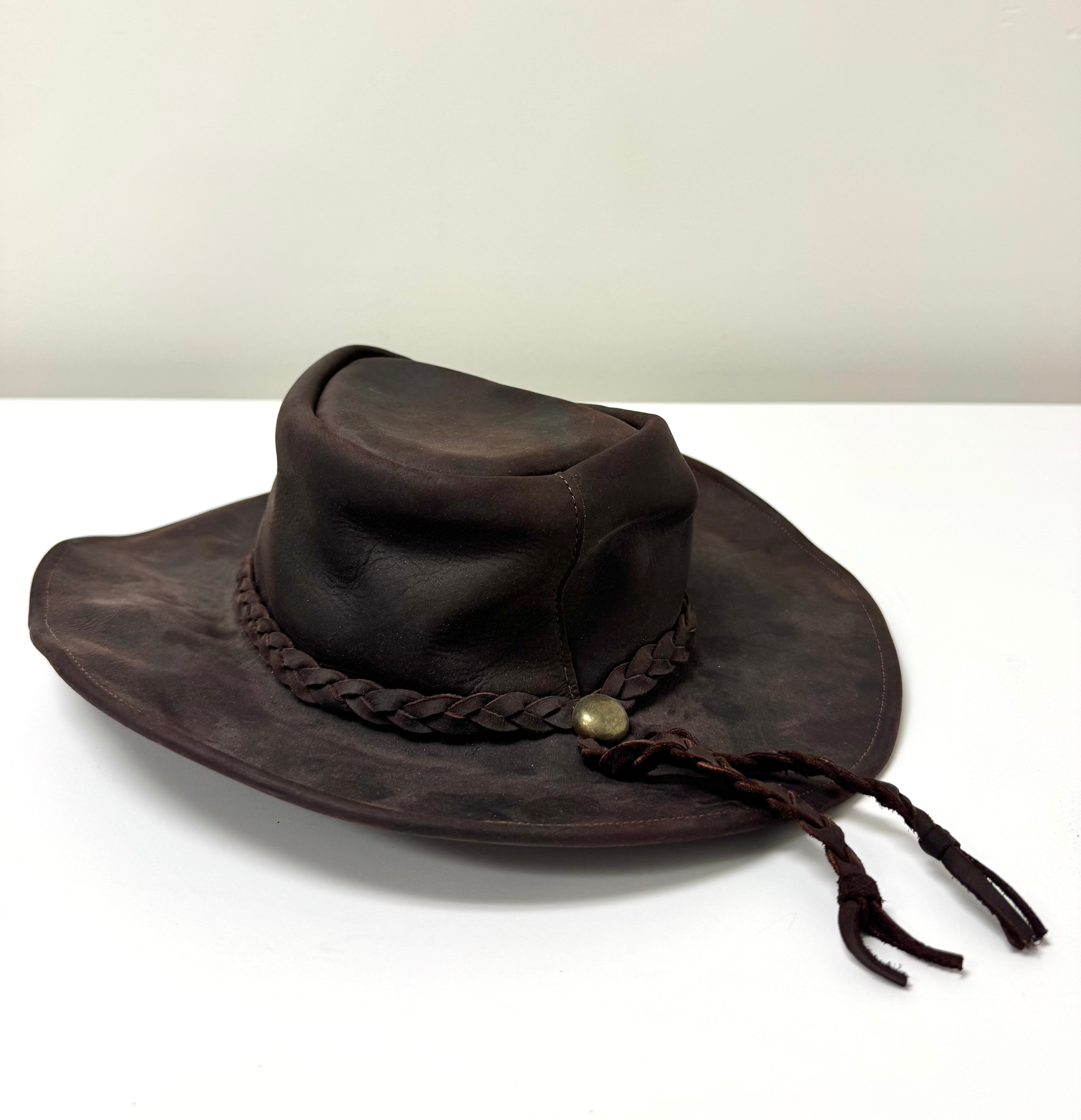 Brown Leather Outback Hat