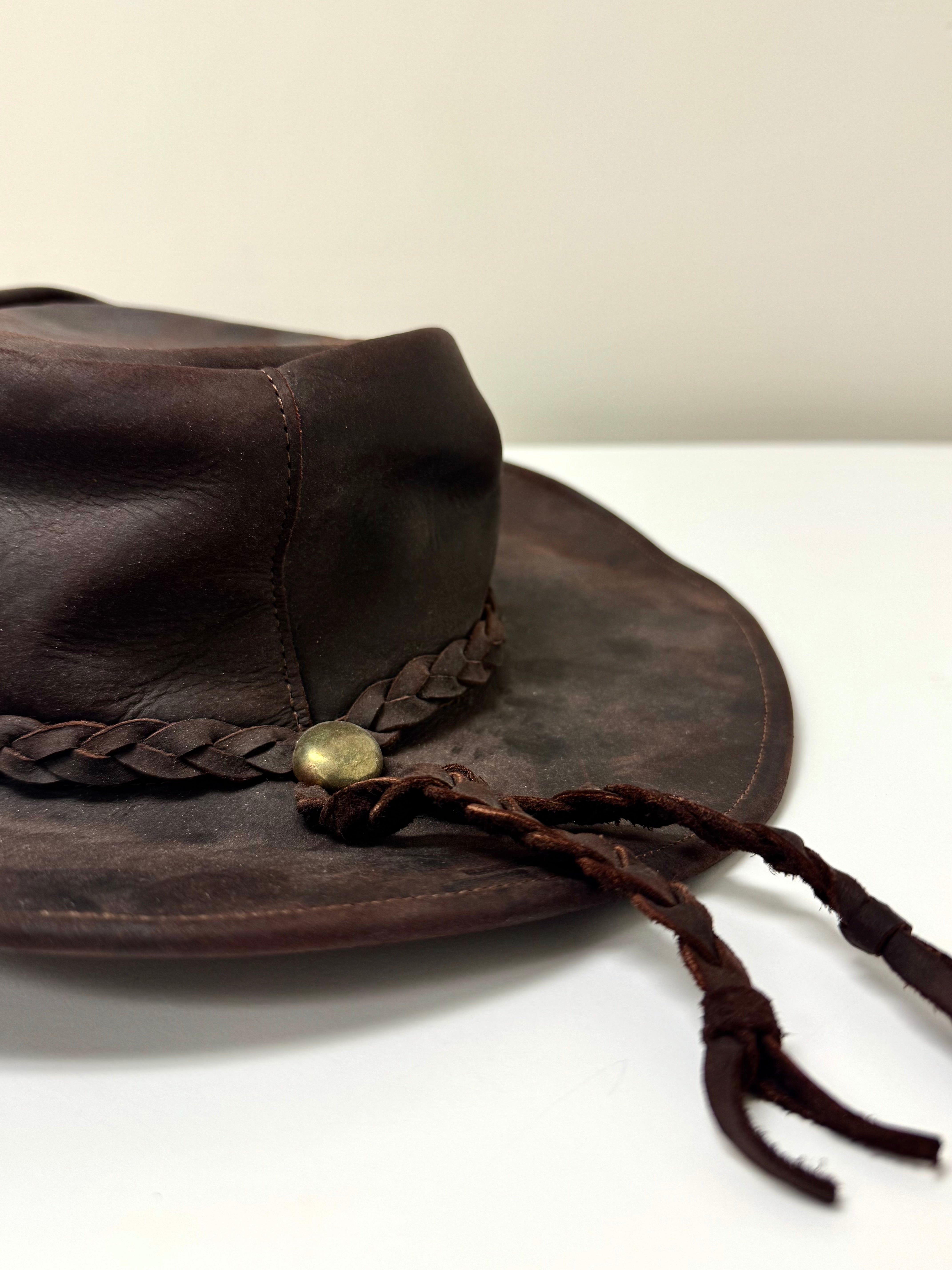 Brown Leather Outback Hat