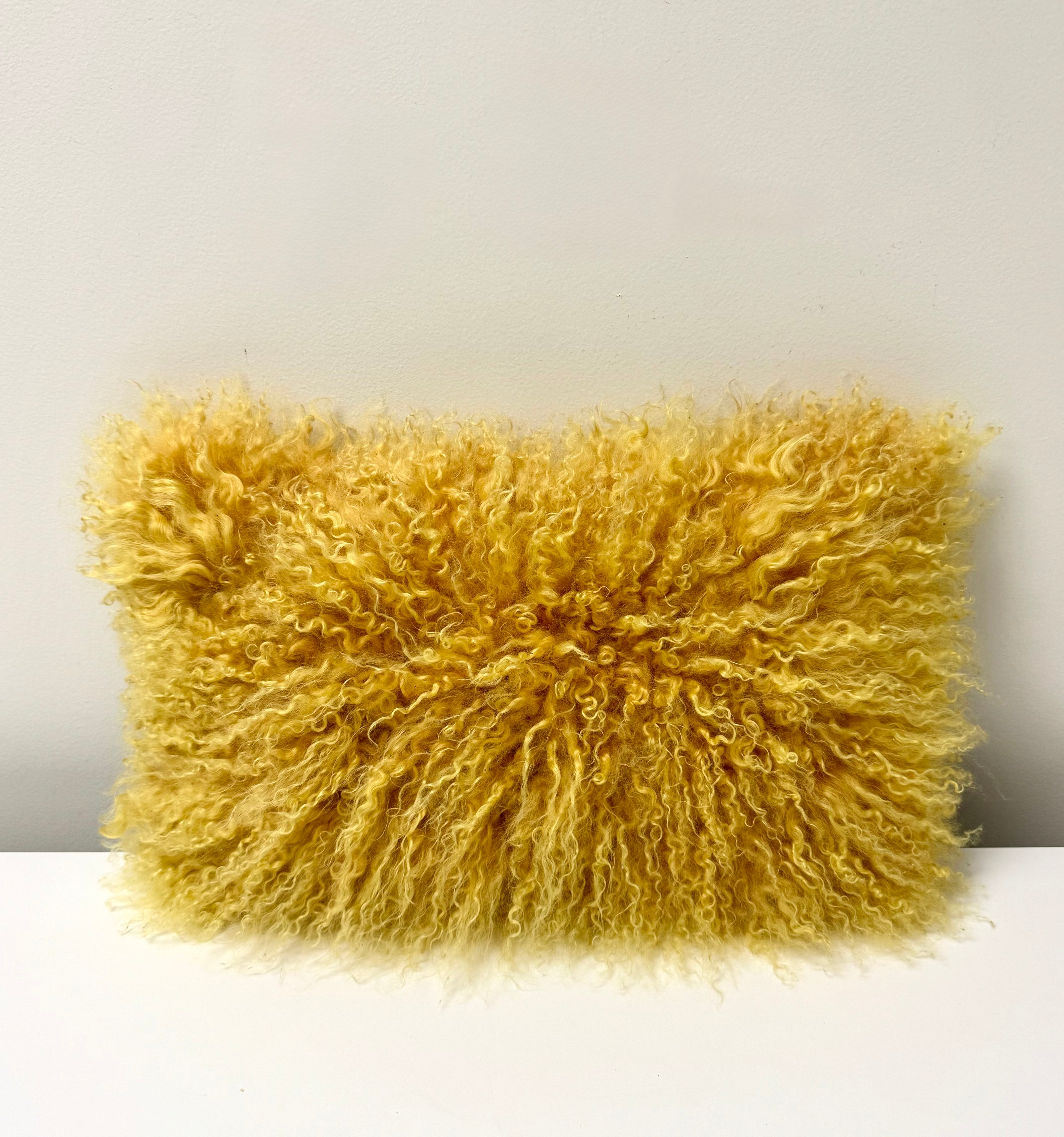 Mustard Yellow Mongolian Lamb 20" x 12" Pillow