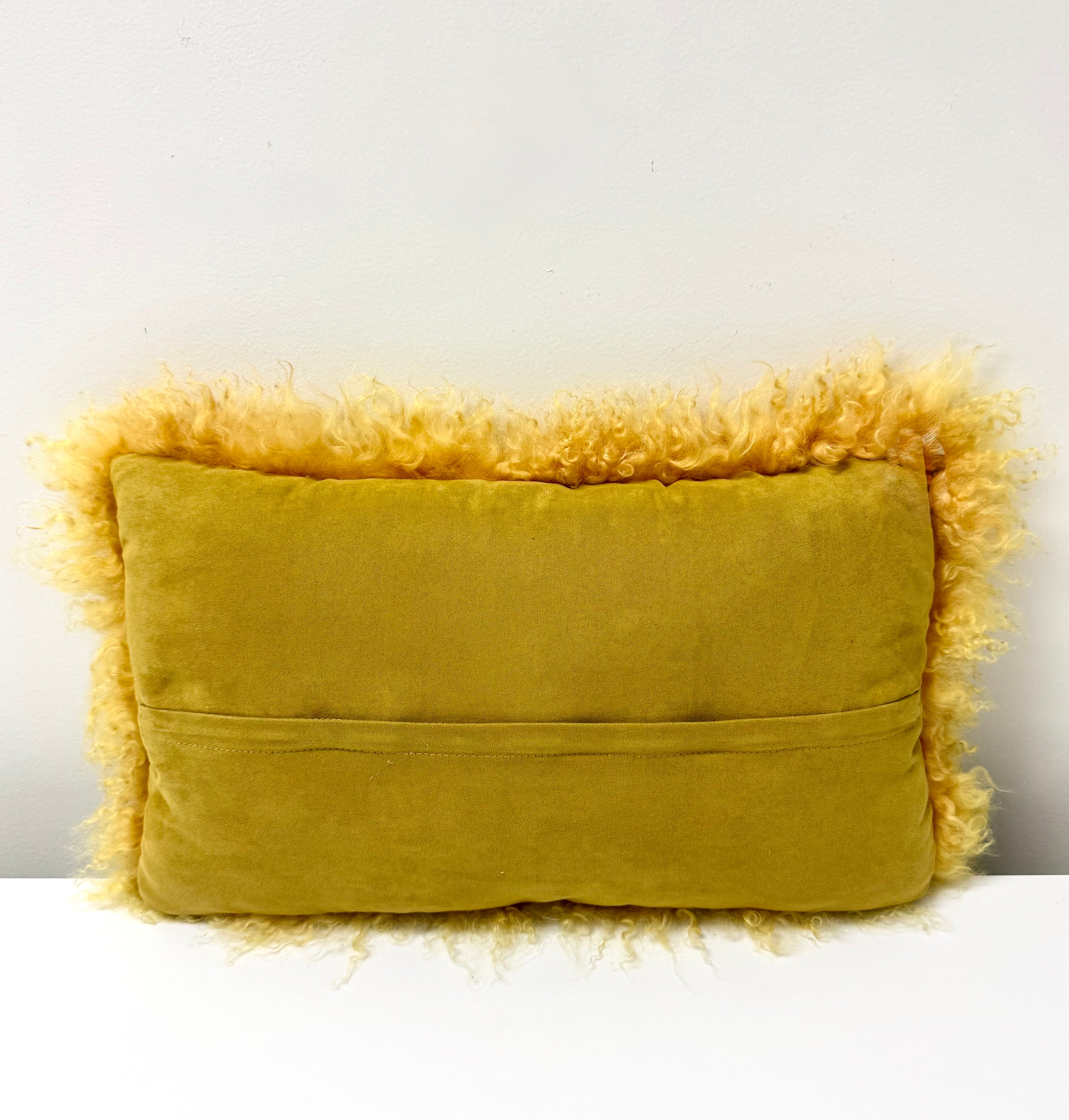 Mustard Yellow Mongolian Lamb 20" x 12" Pillow