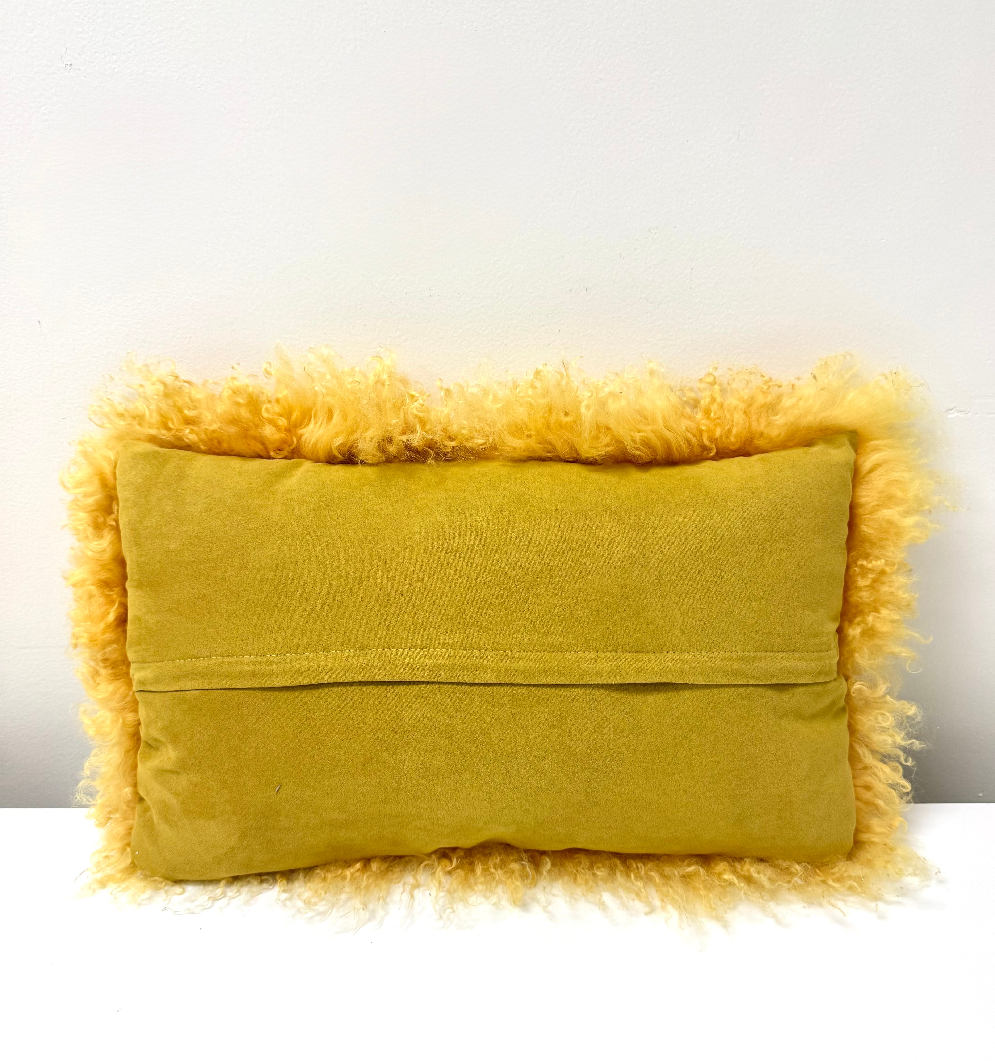 Mustard Yellow Mongolian Lamb 20" x 12" Pillow