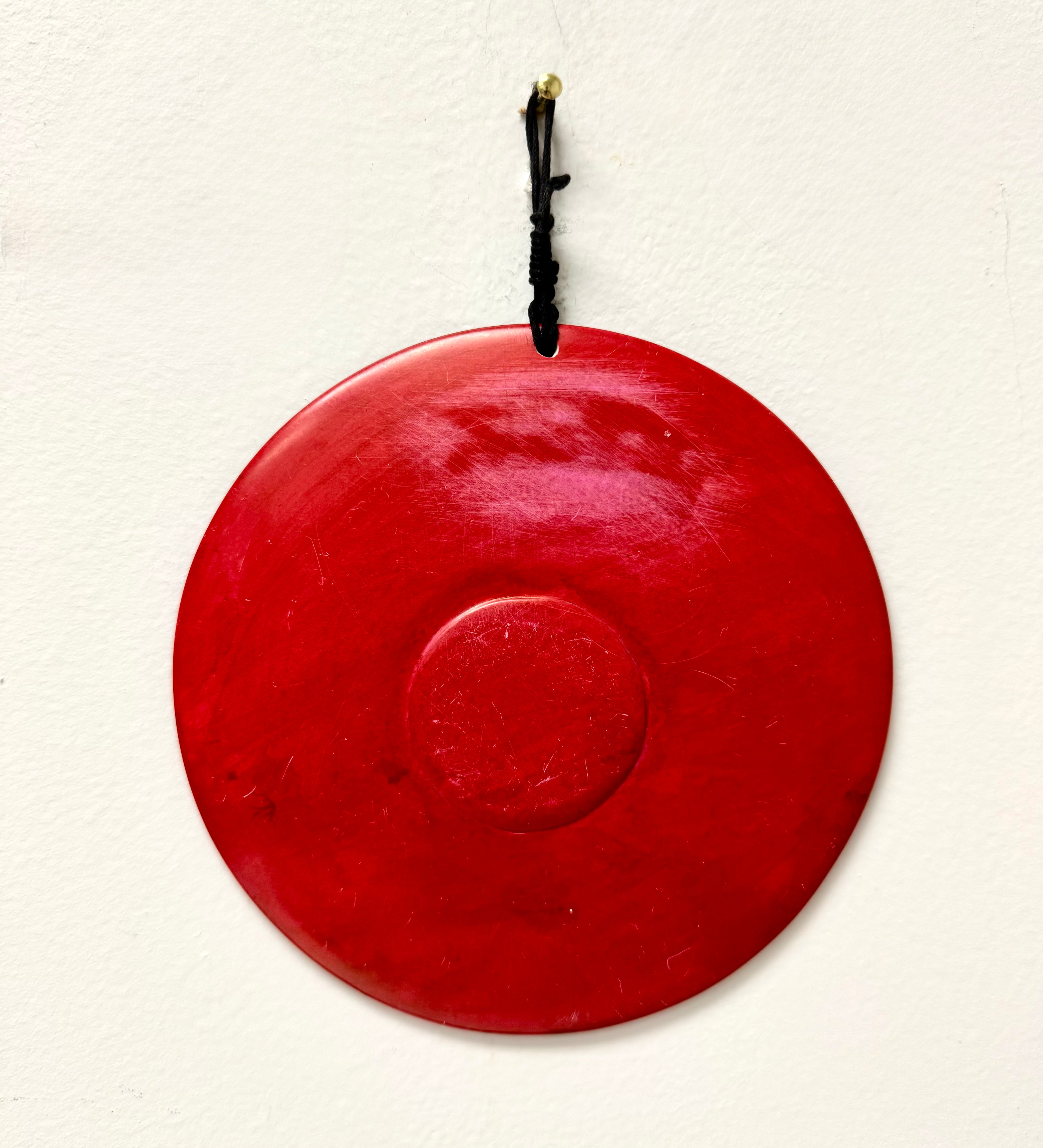 Red African Soapstone Art Plates Set of 2