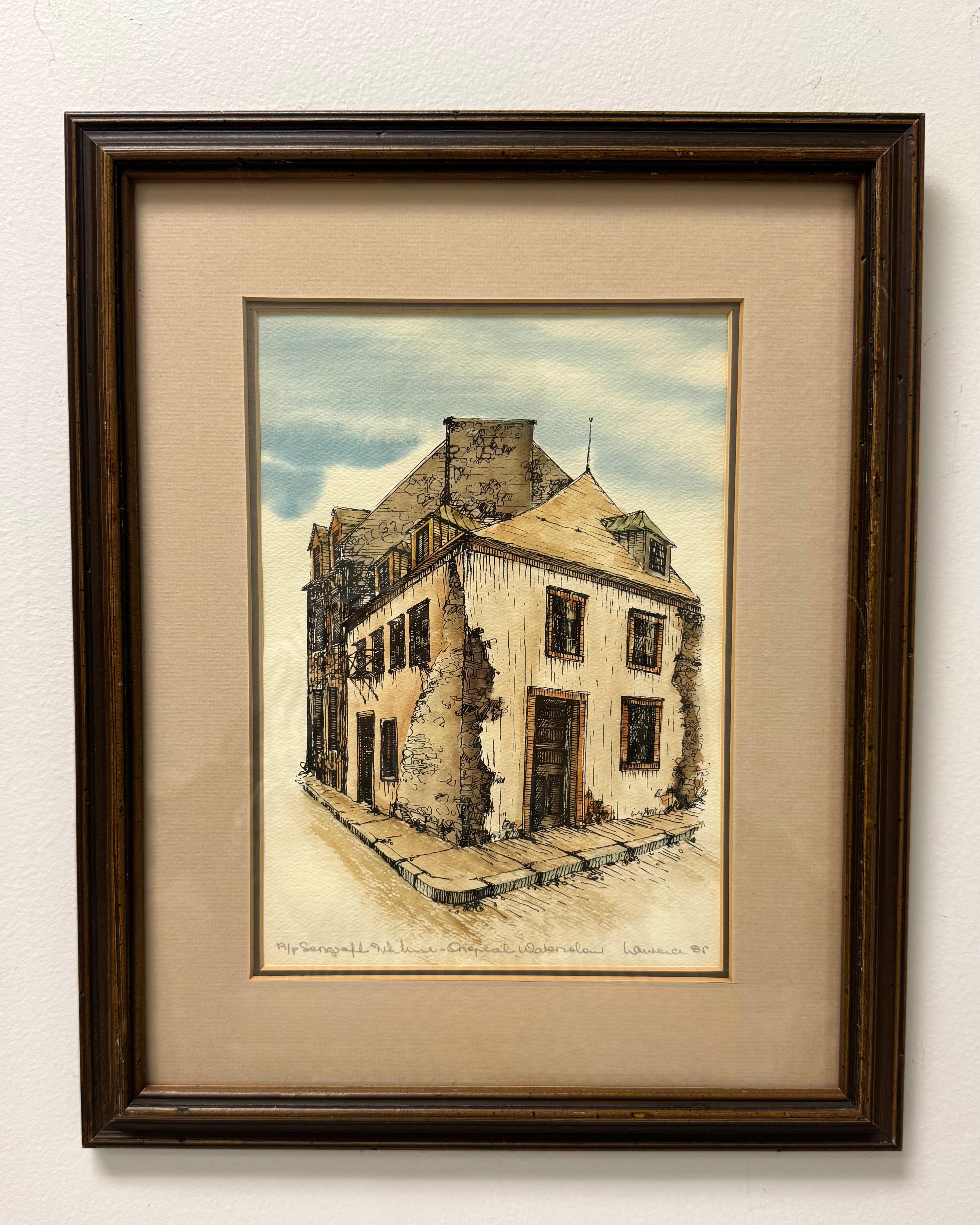 'Ontario Stone Corner House' Serigraph and Original Watercolour