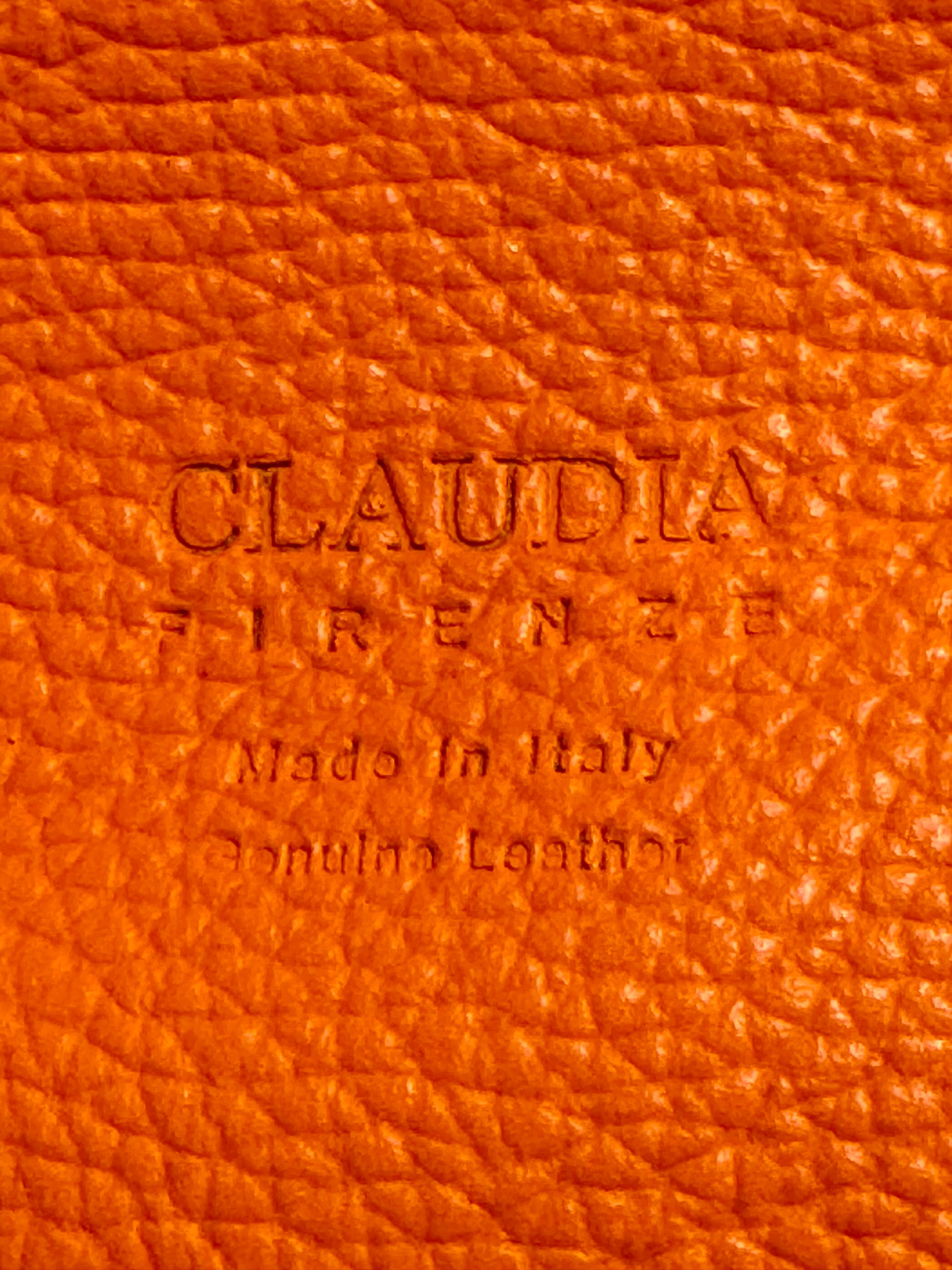 CLAUDIA FIRENZE Orange Pebble Leather Tote
