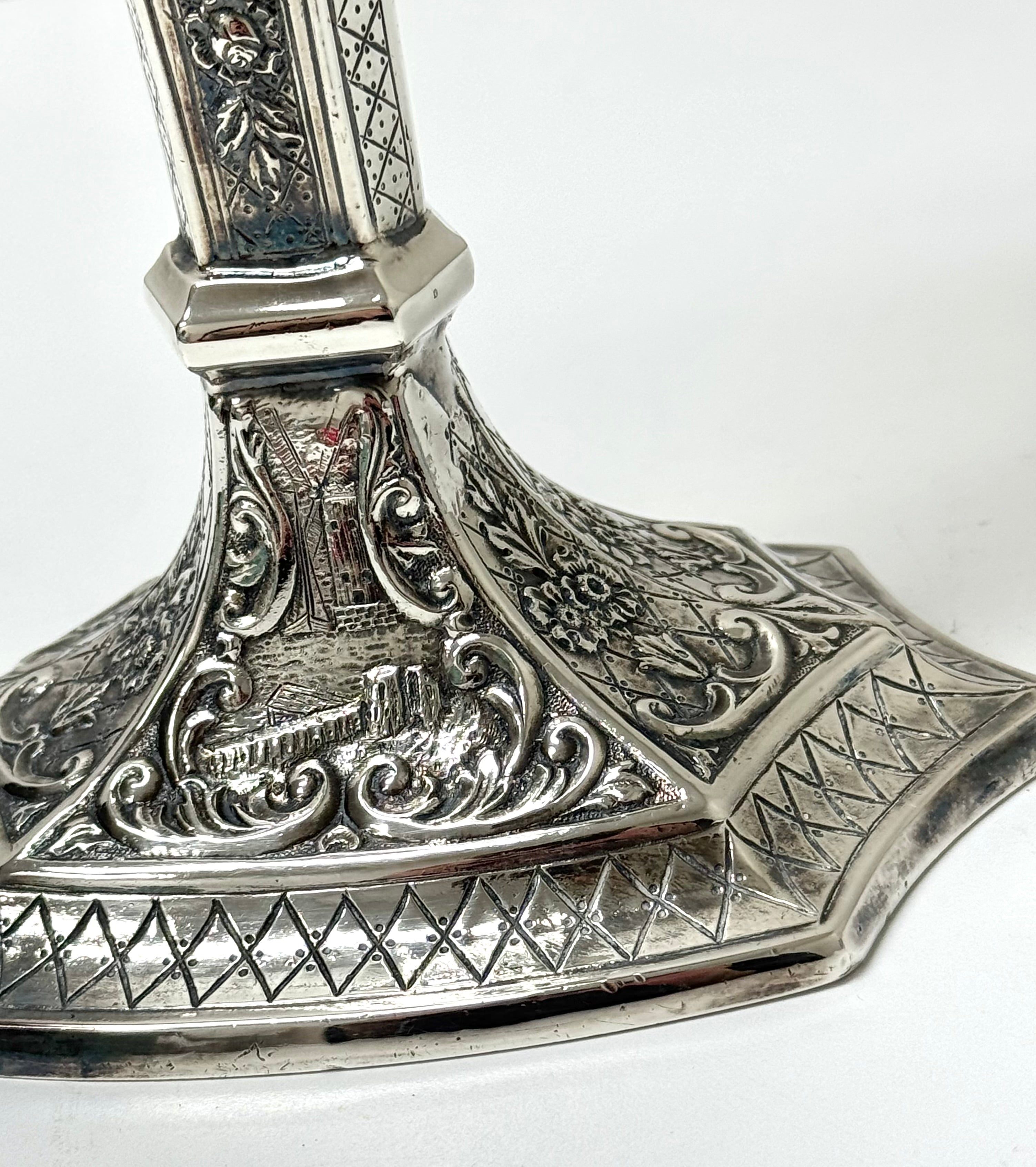 Vintage Embossed Silverplate Trumpet Vase