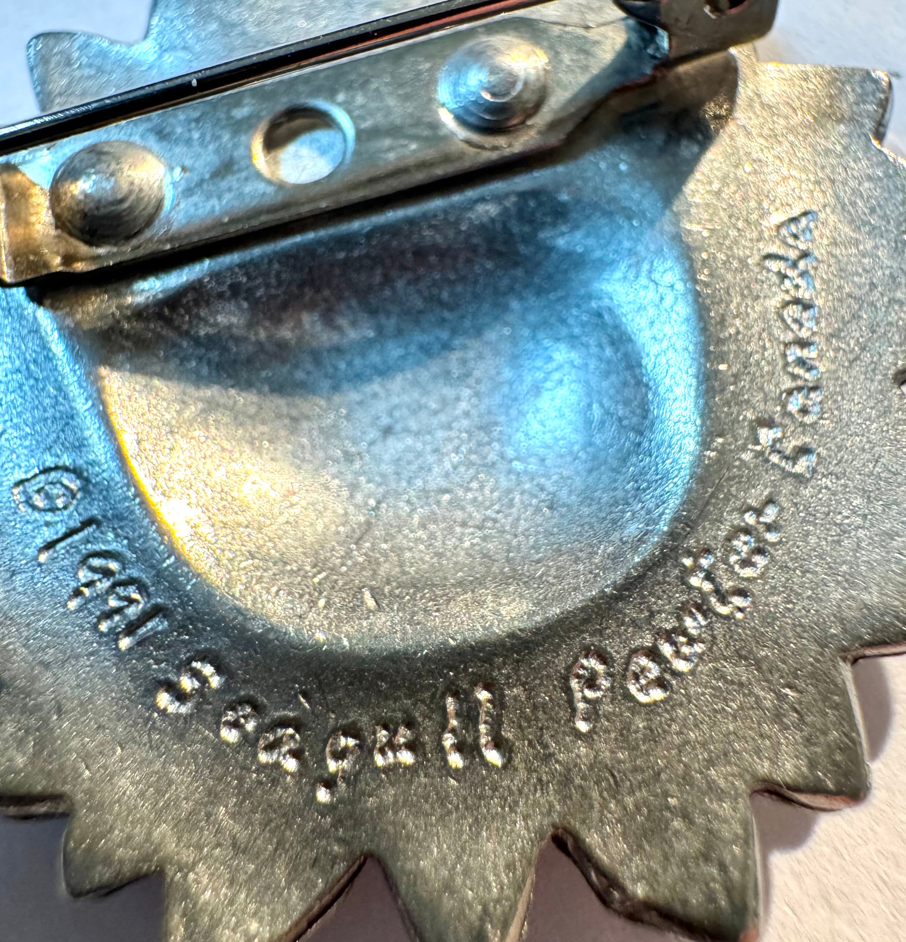 Vintage SEAGULL PEWTER Sunflower Brooch
