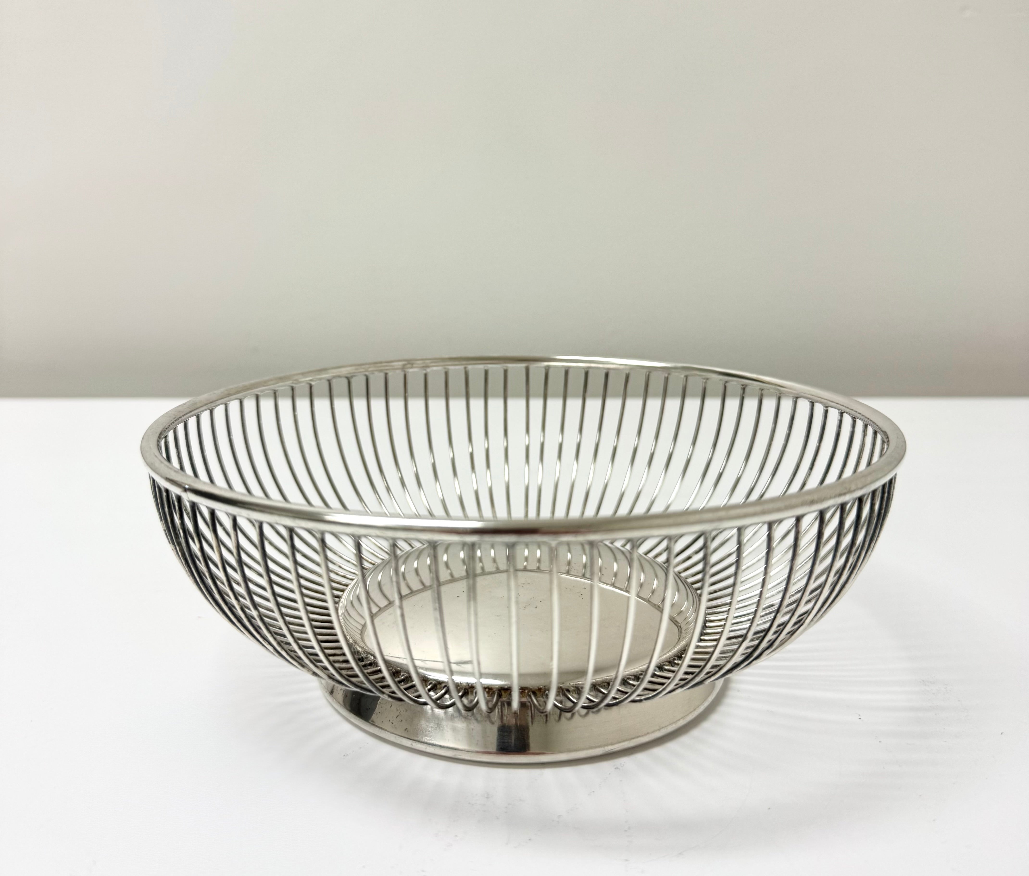 Vintage Silverplate Round Wire Basket