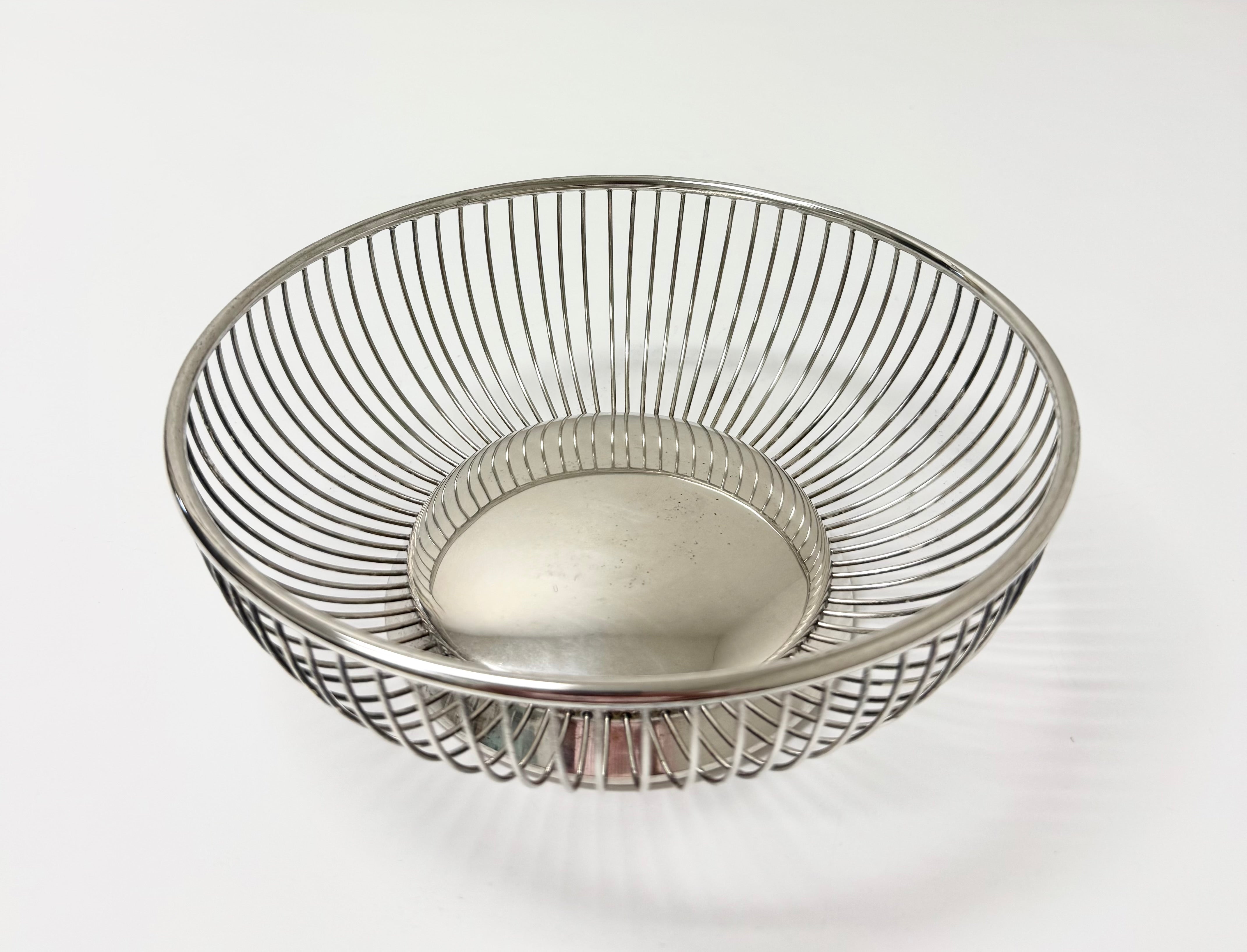 Vintage Silverplate Round Wire Basket