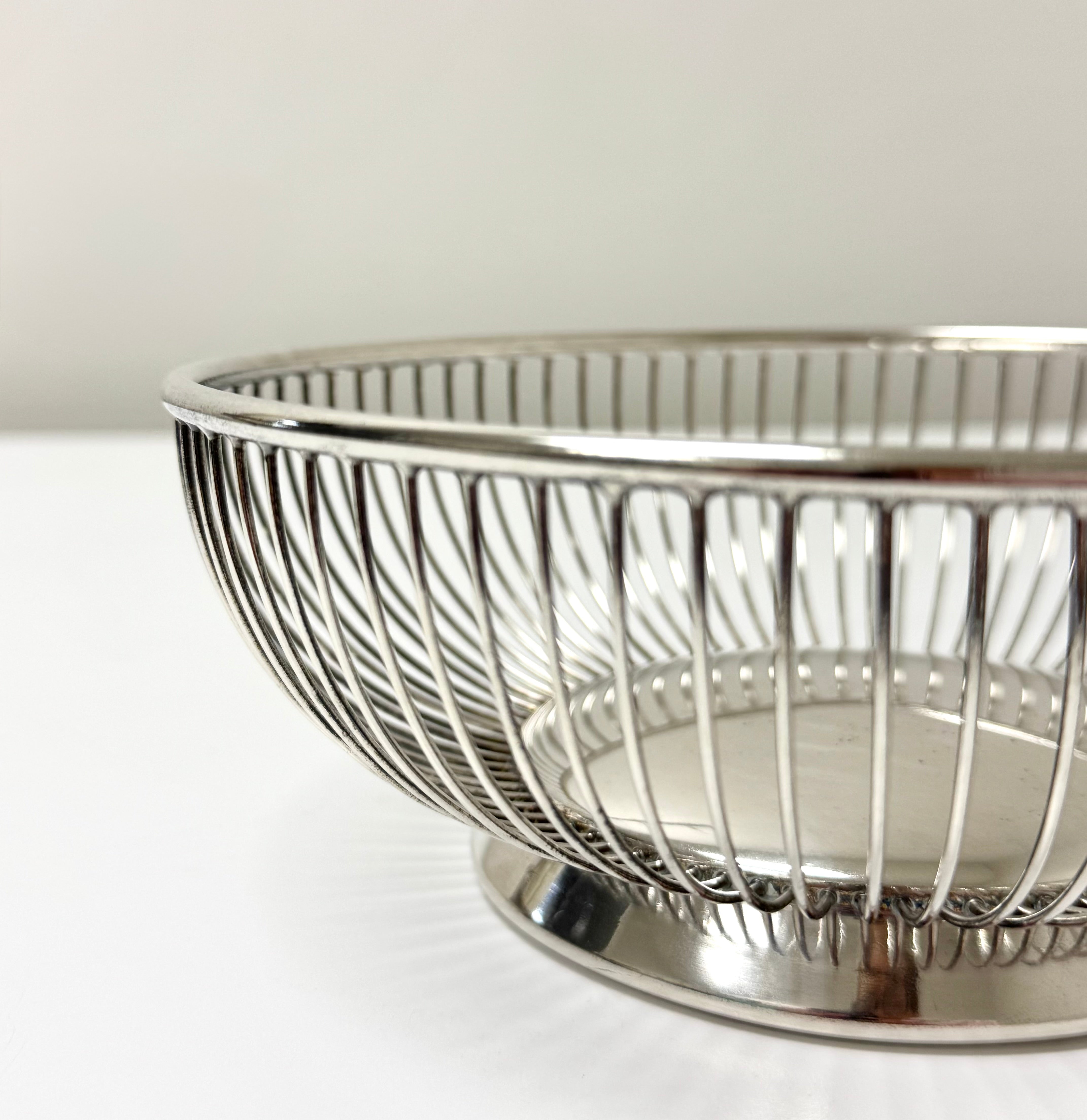 Vintage Silverplate Round Wire Basket