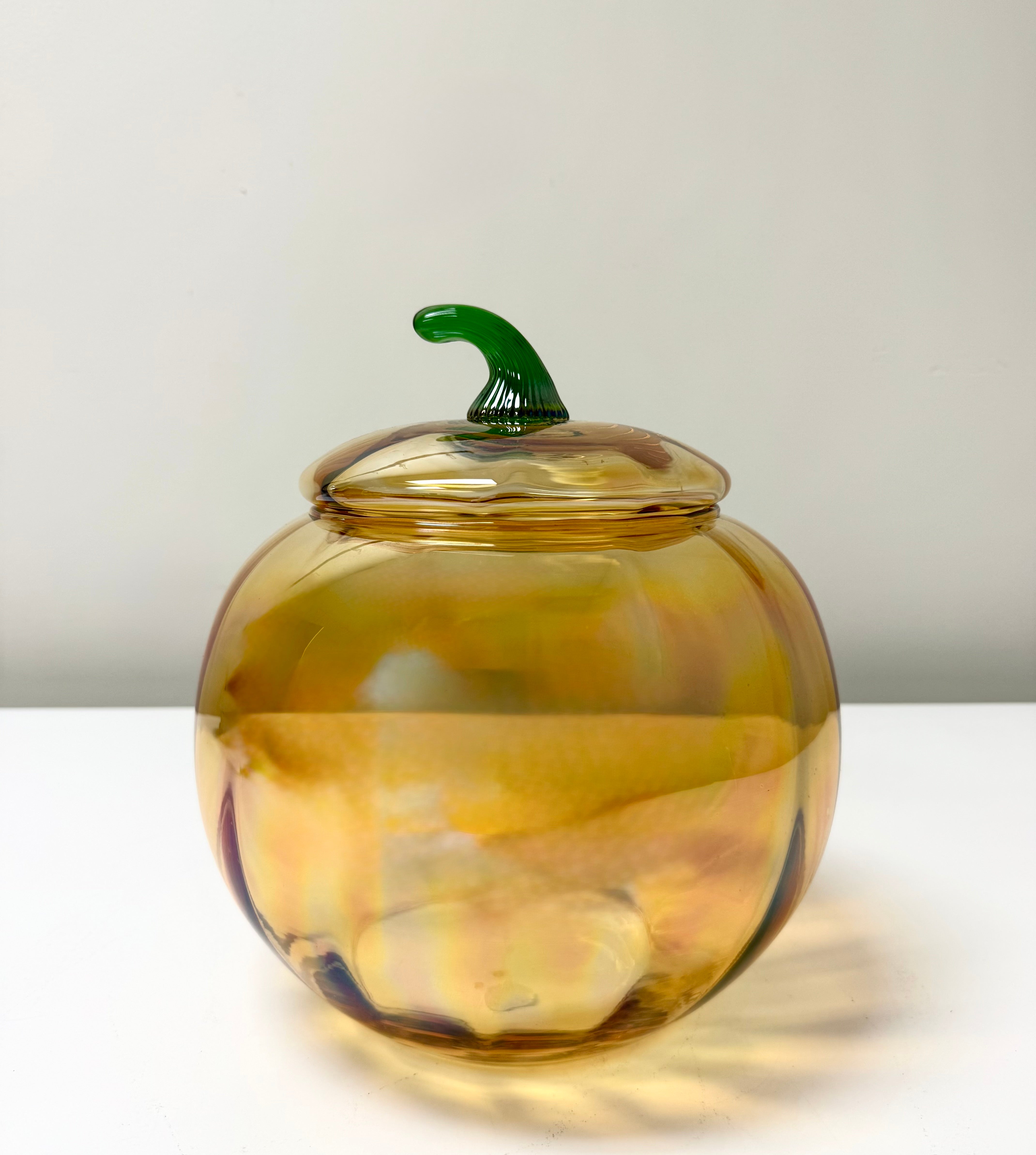 Vintage Iridescent Glass Pumpkin Jar