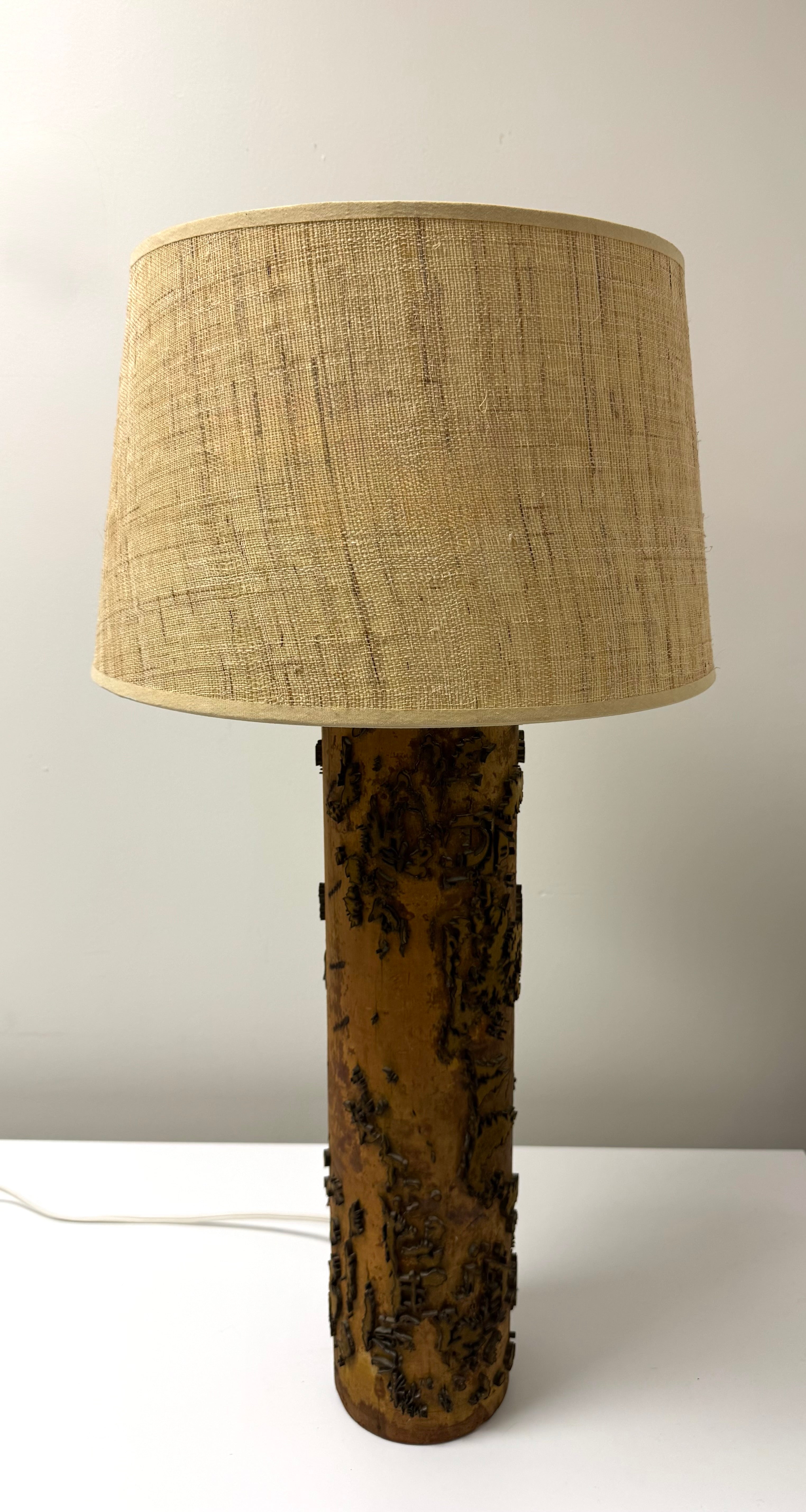 Antique Wallpaper Roller Wood Lamp