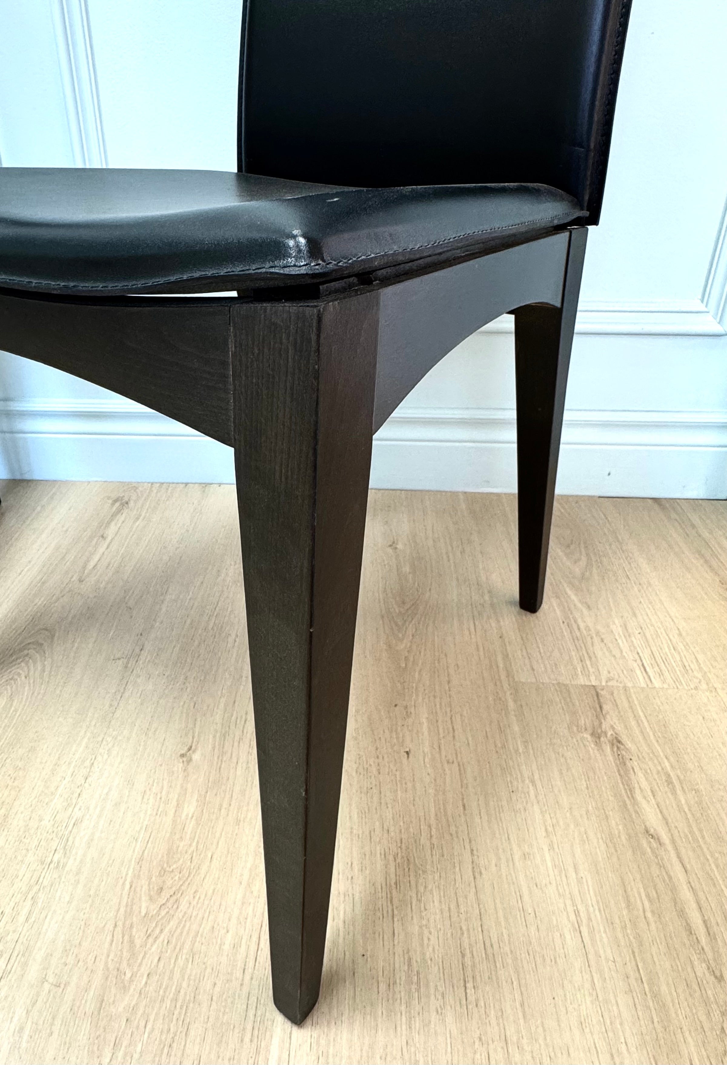 Chocolate Brown Leather Dining Chairs Set of 2