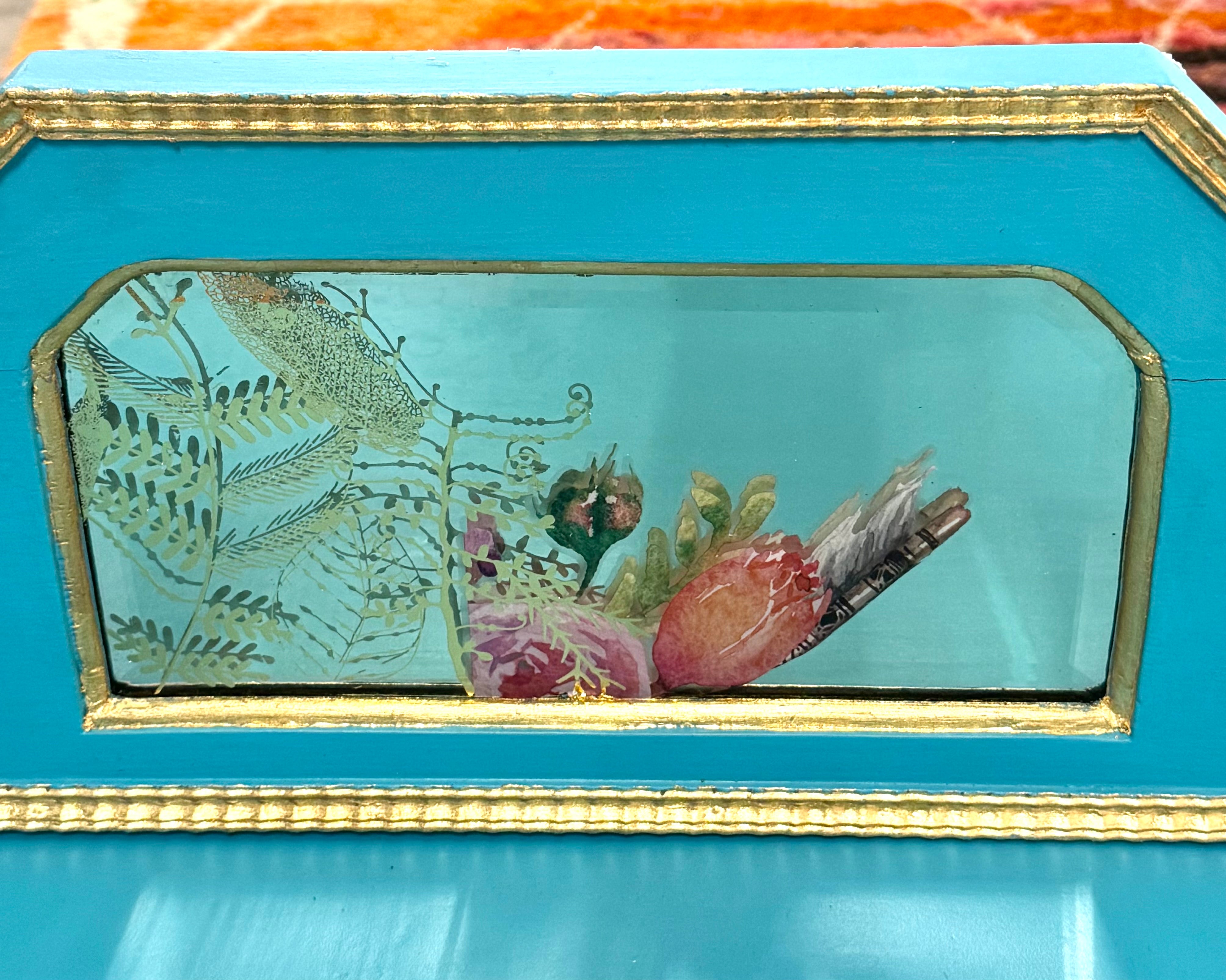 Turquoise Floral Console