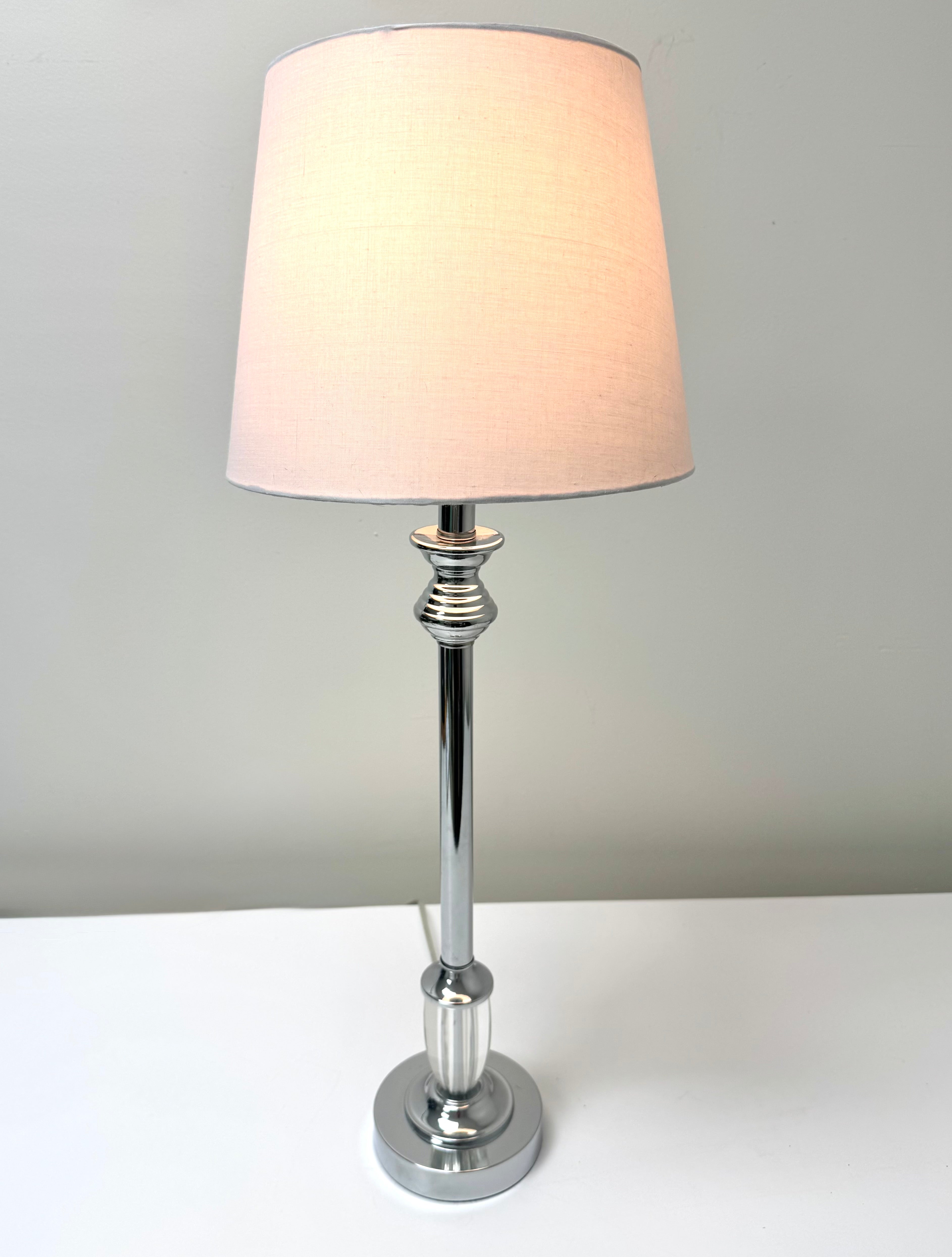 Chrome & Glass Candlestick Lamp