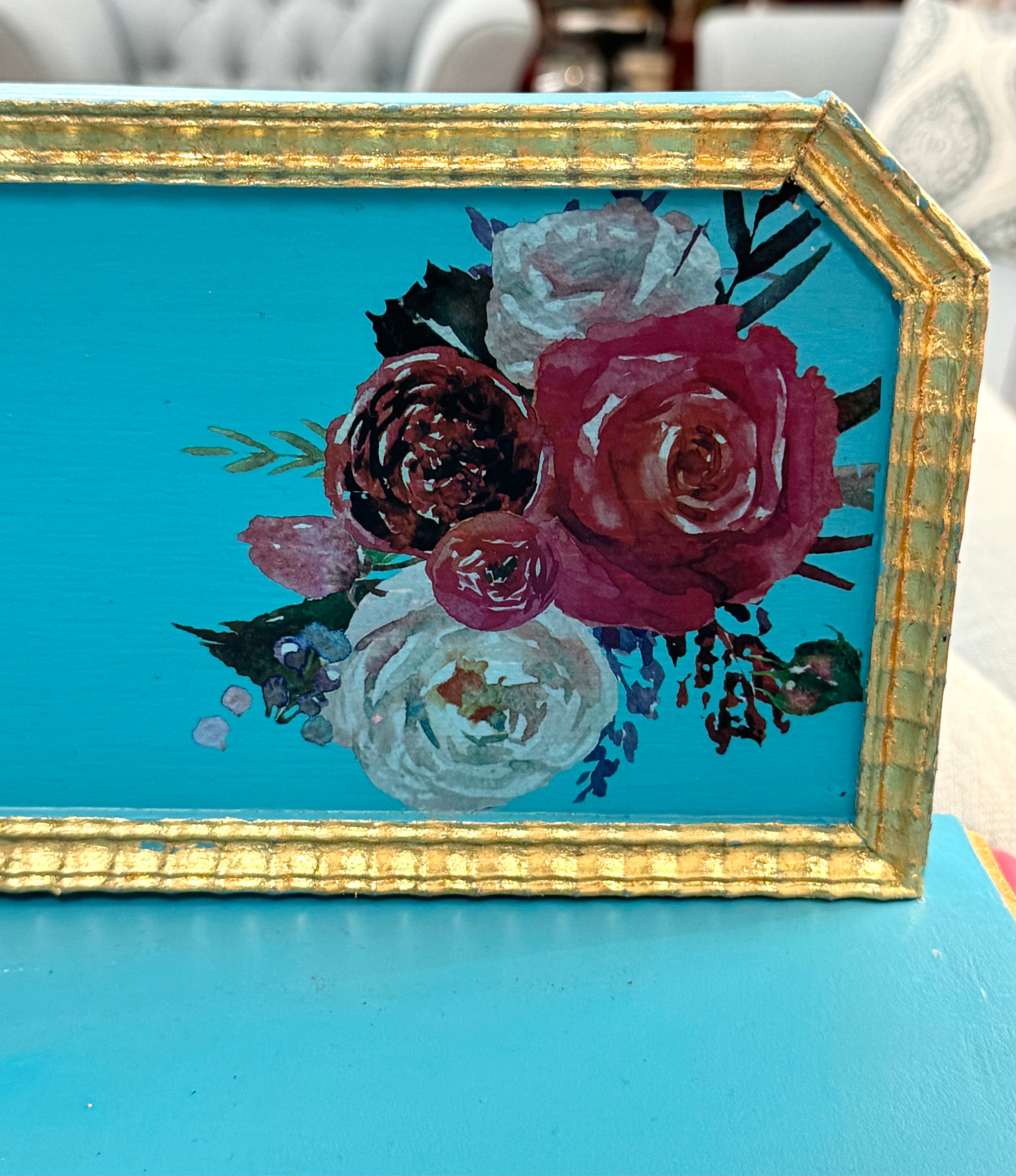 Turquoise Floral Console