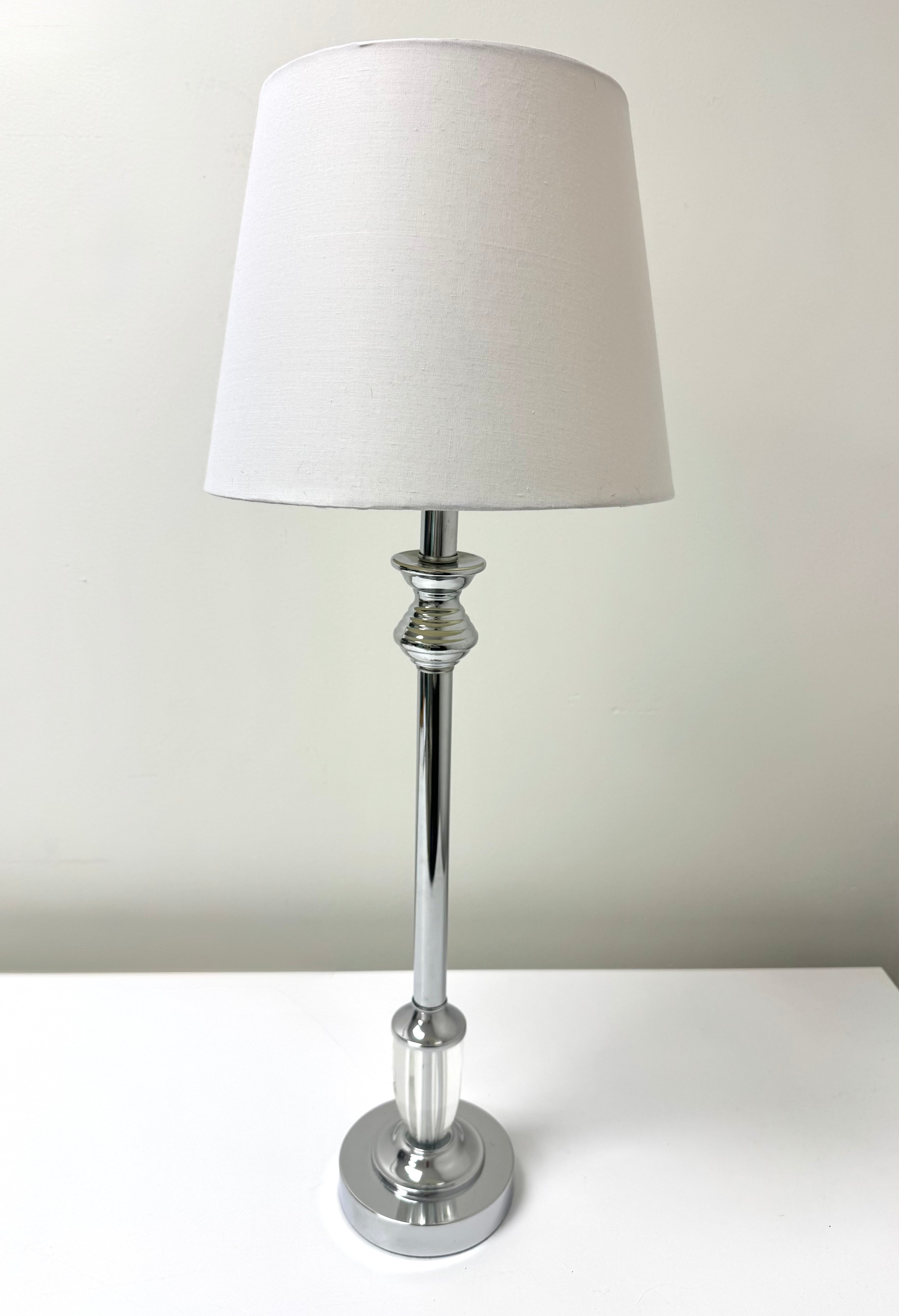 Chrome & Glass Candlestick Lamp