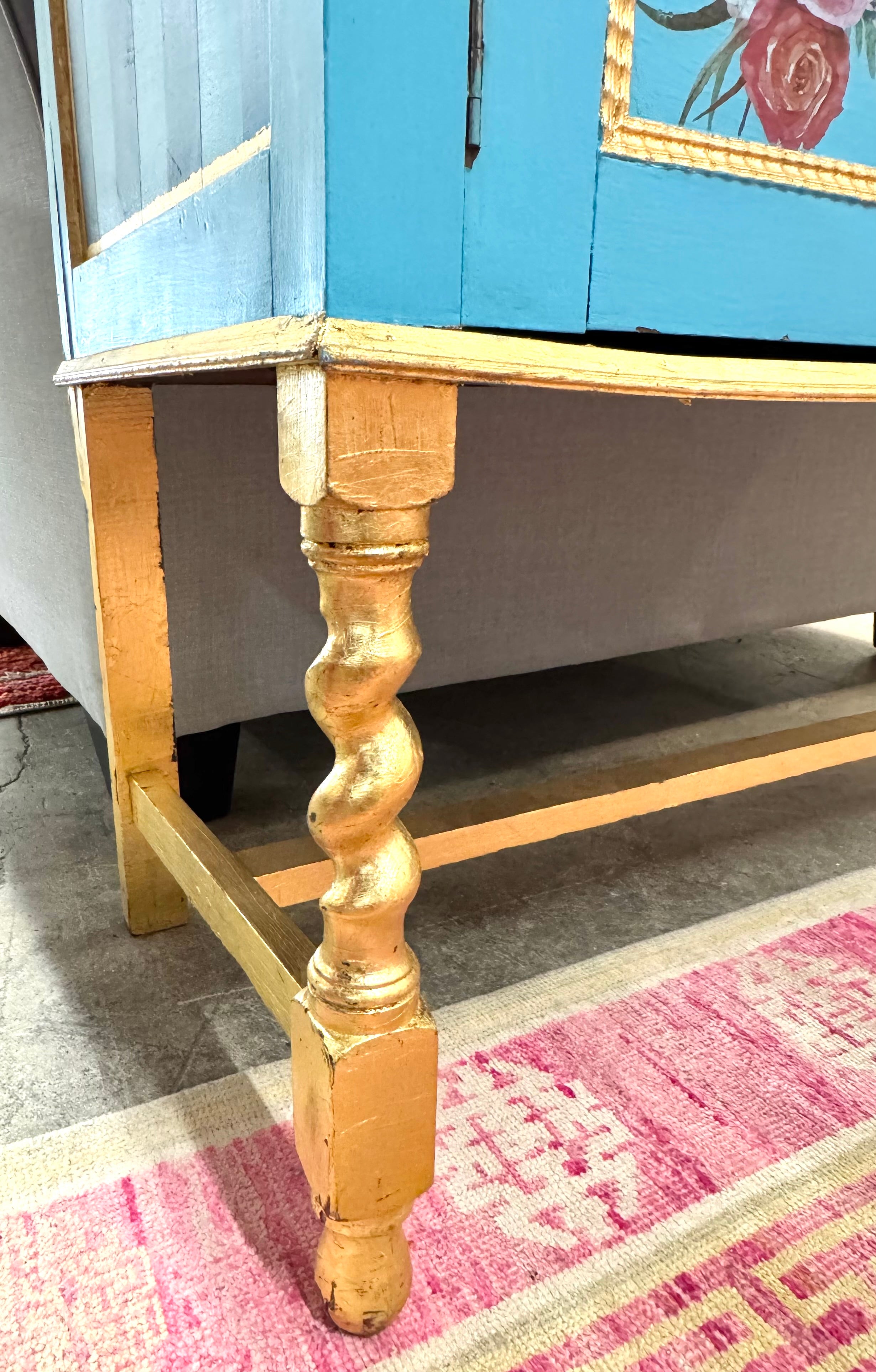 Turquoise Floral Console