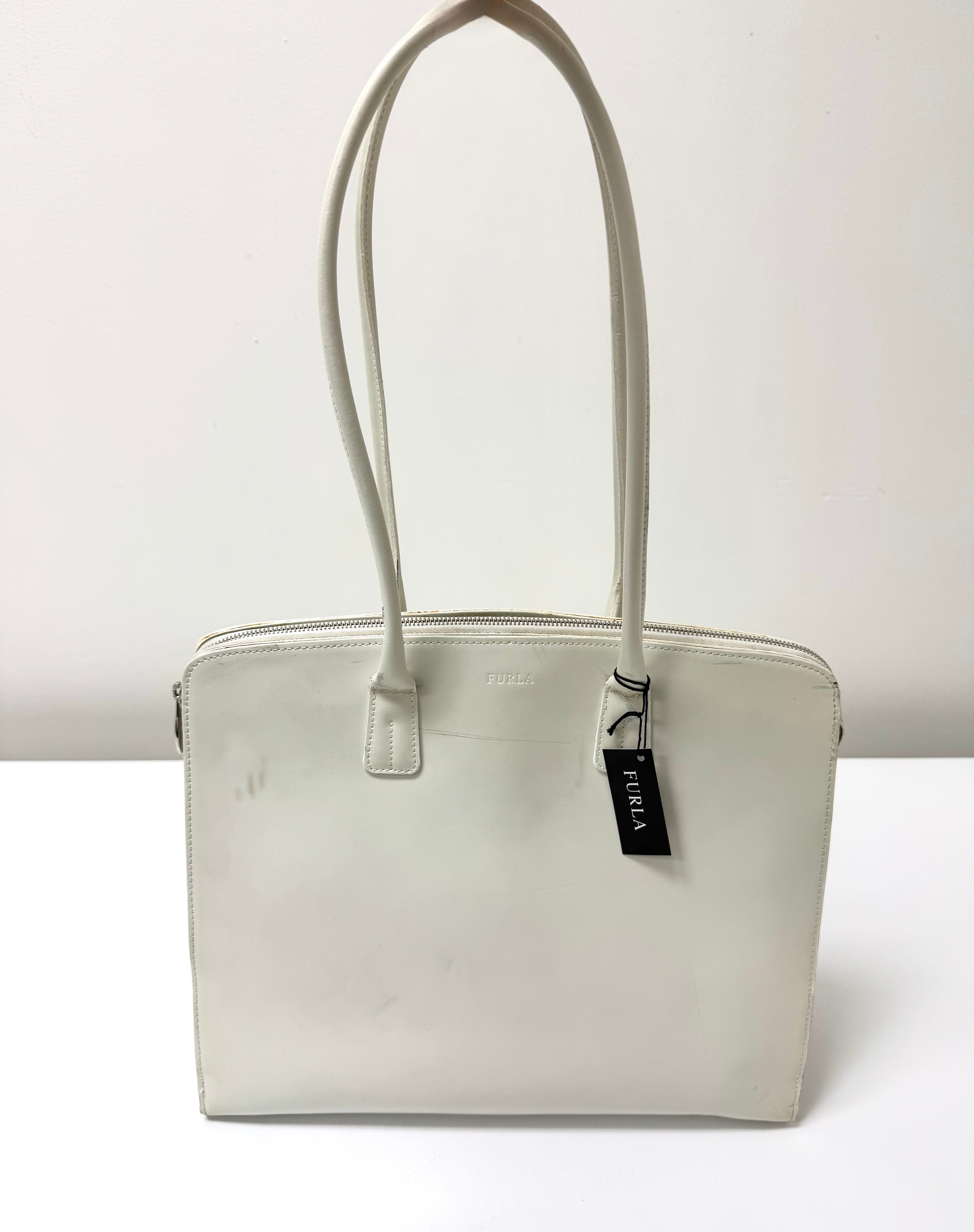 FURLA White Leather Tote