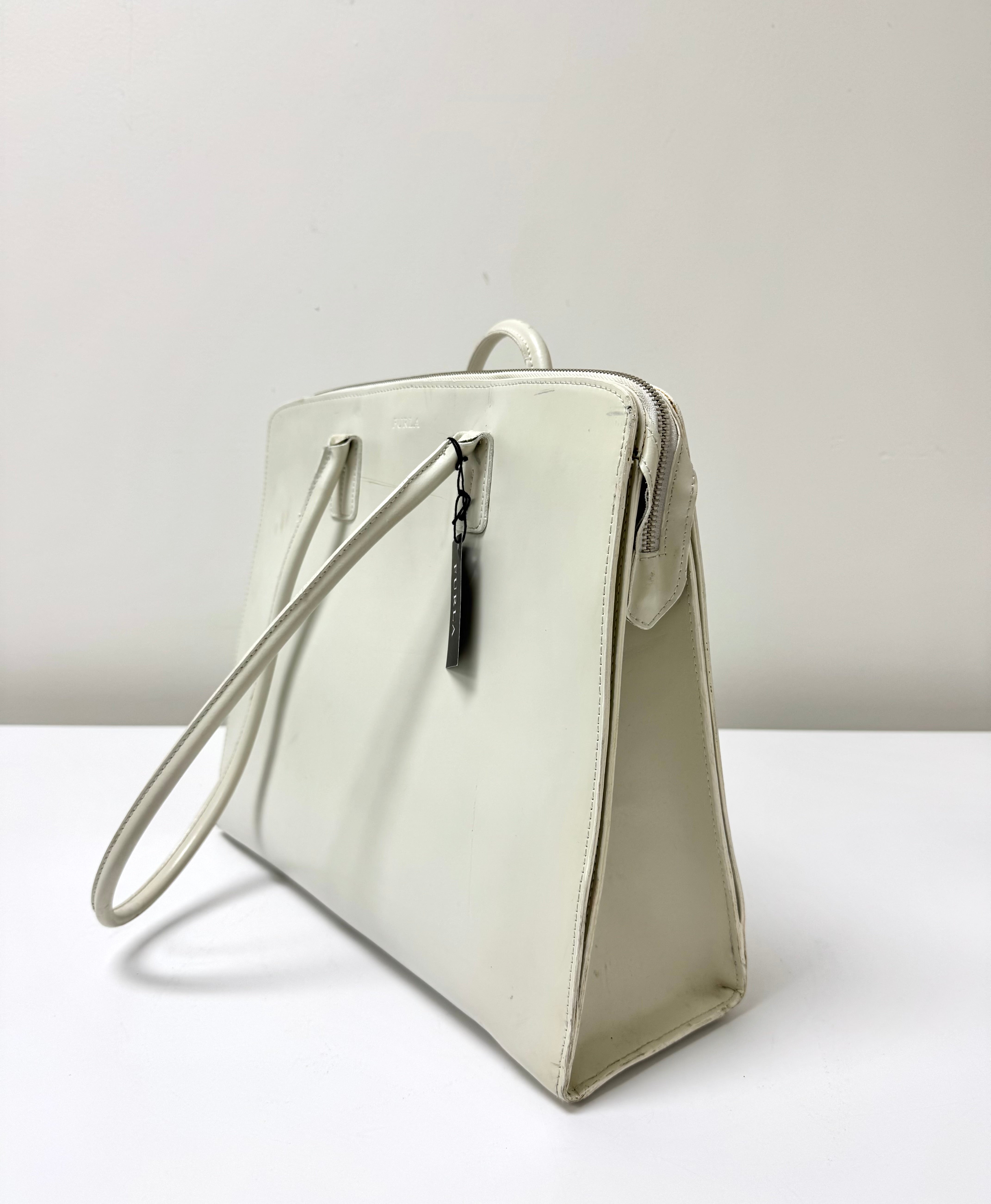 FURLA White Leather Tote