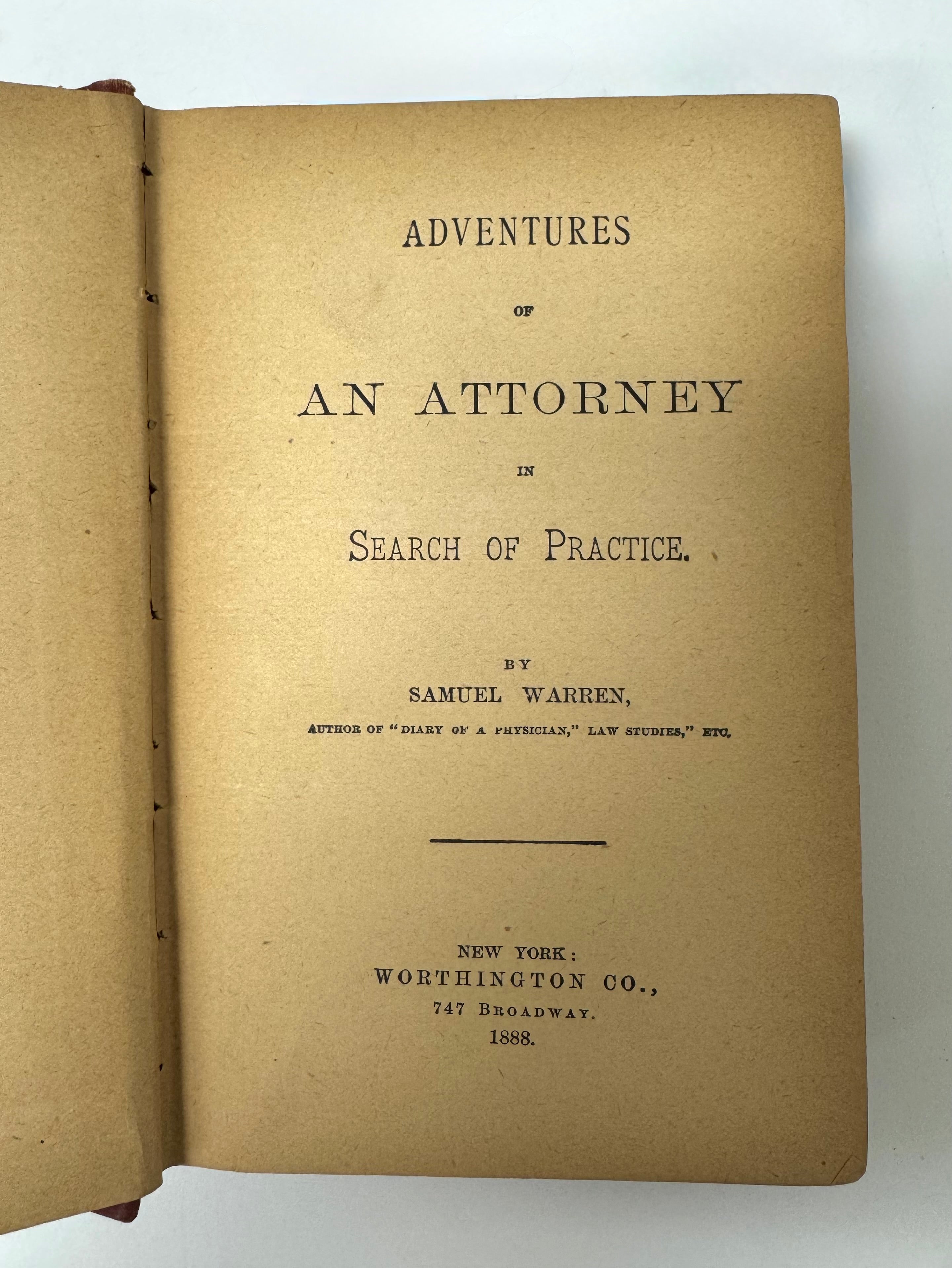 Antique c1888 'Adventures of an Attorney' Hardcover
