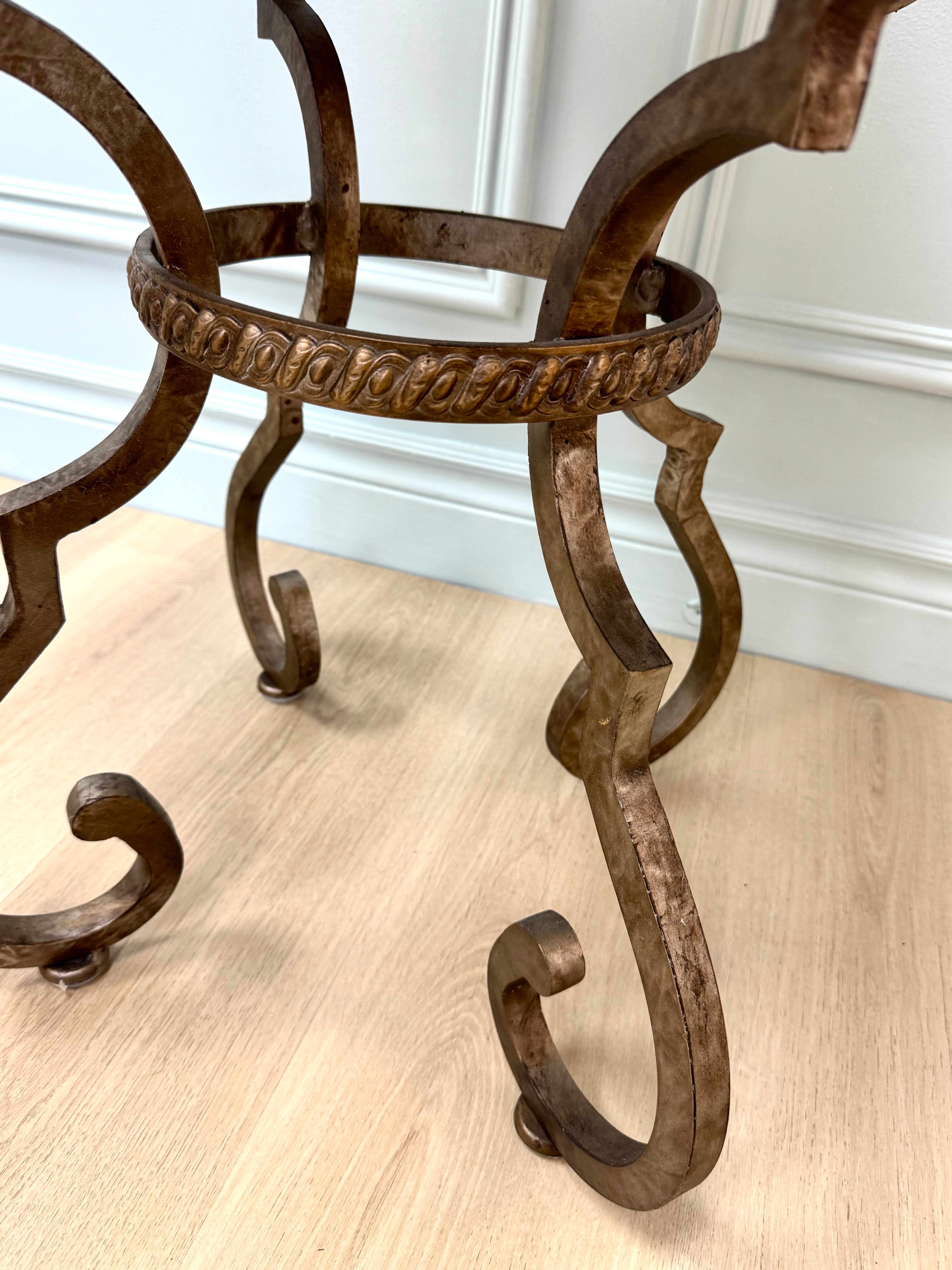 Iron Side Table with Rustic Wood Top