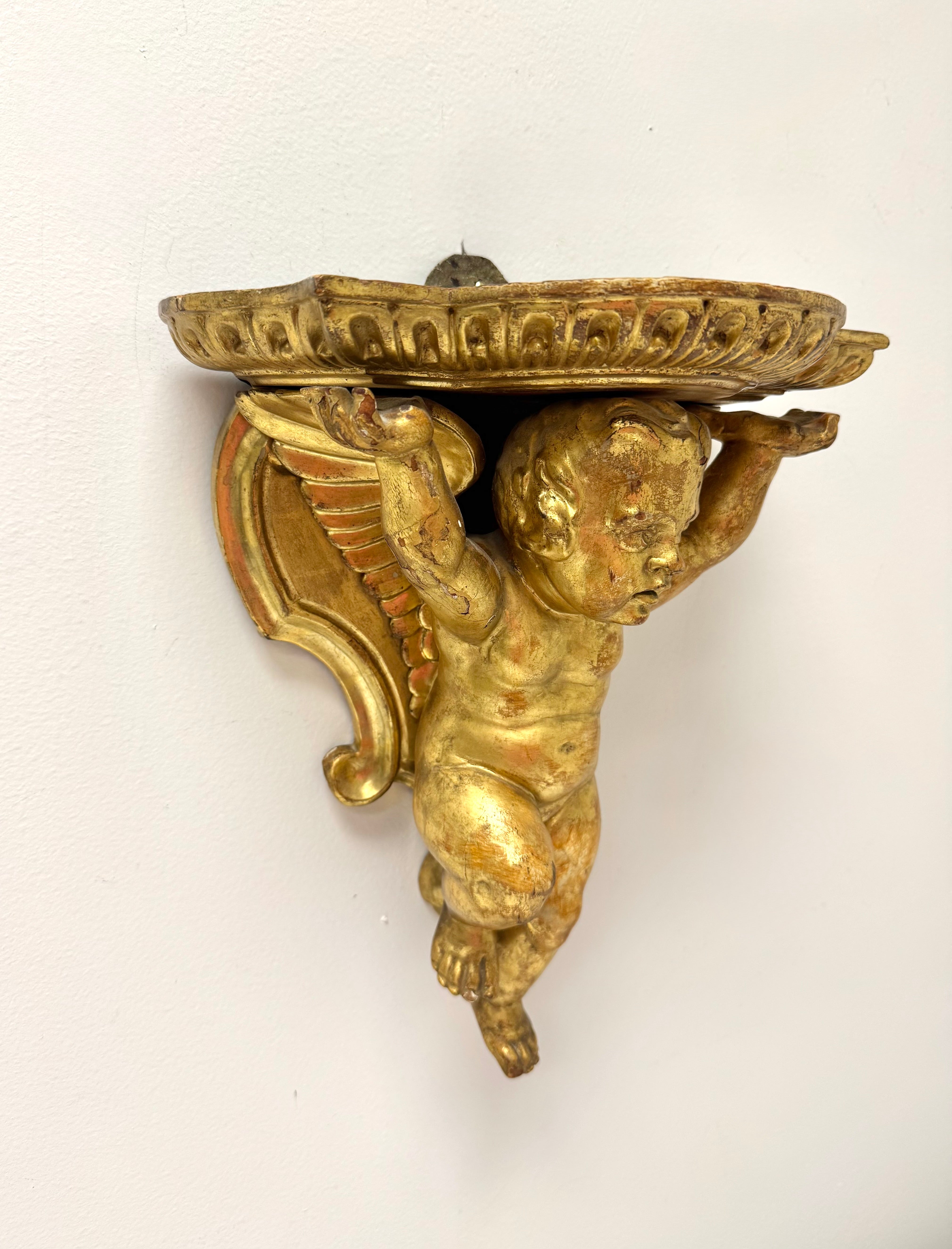 Vintage Gilded Cherub Wall Bracket