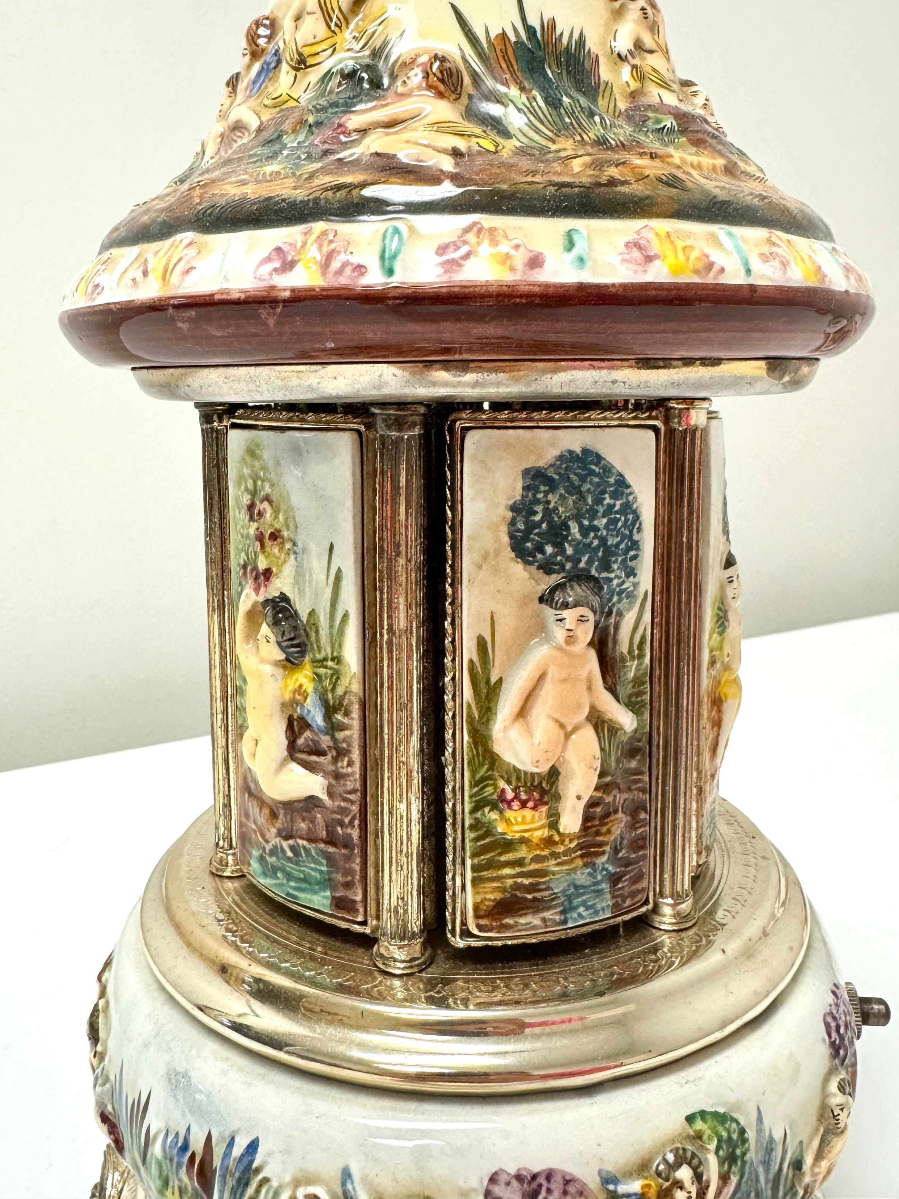RARE Vintage REUGE Capodimonte Musical Carousel