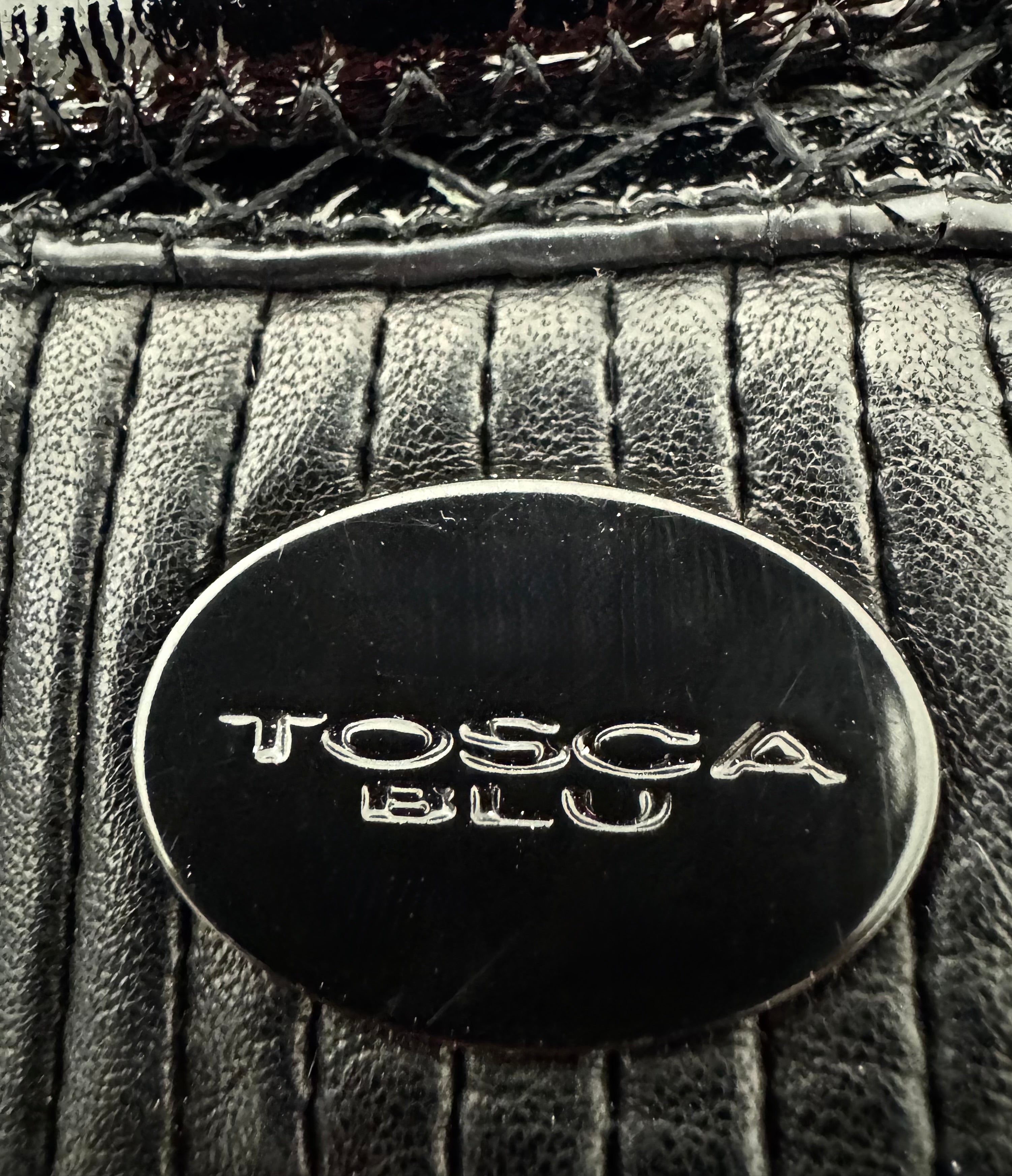 TOSCA BLU Black Ruched Leather Satchel