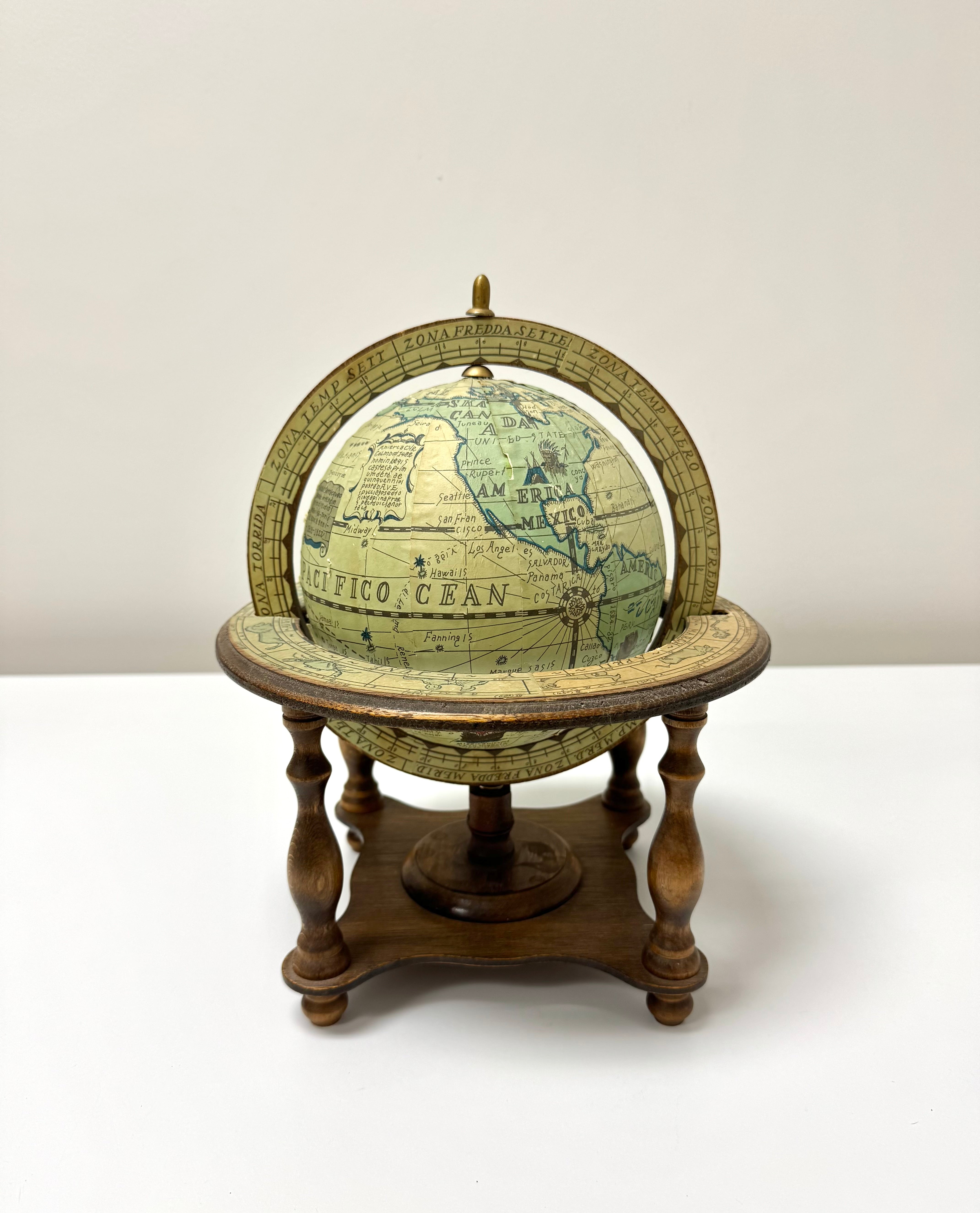 Old World Zodiac Rotating Desk Globe
