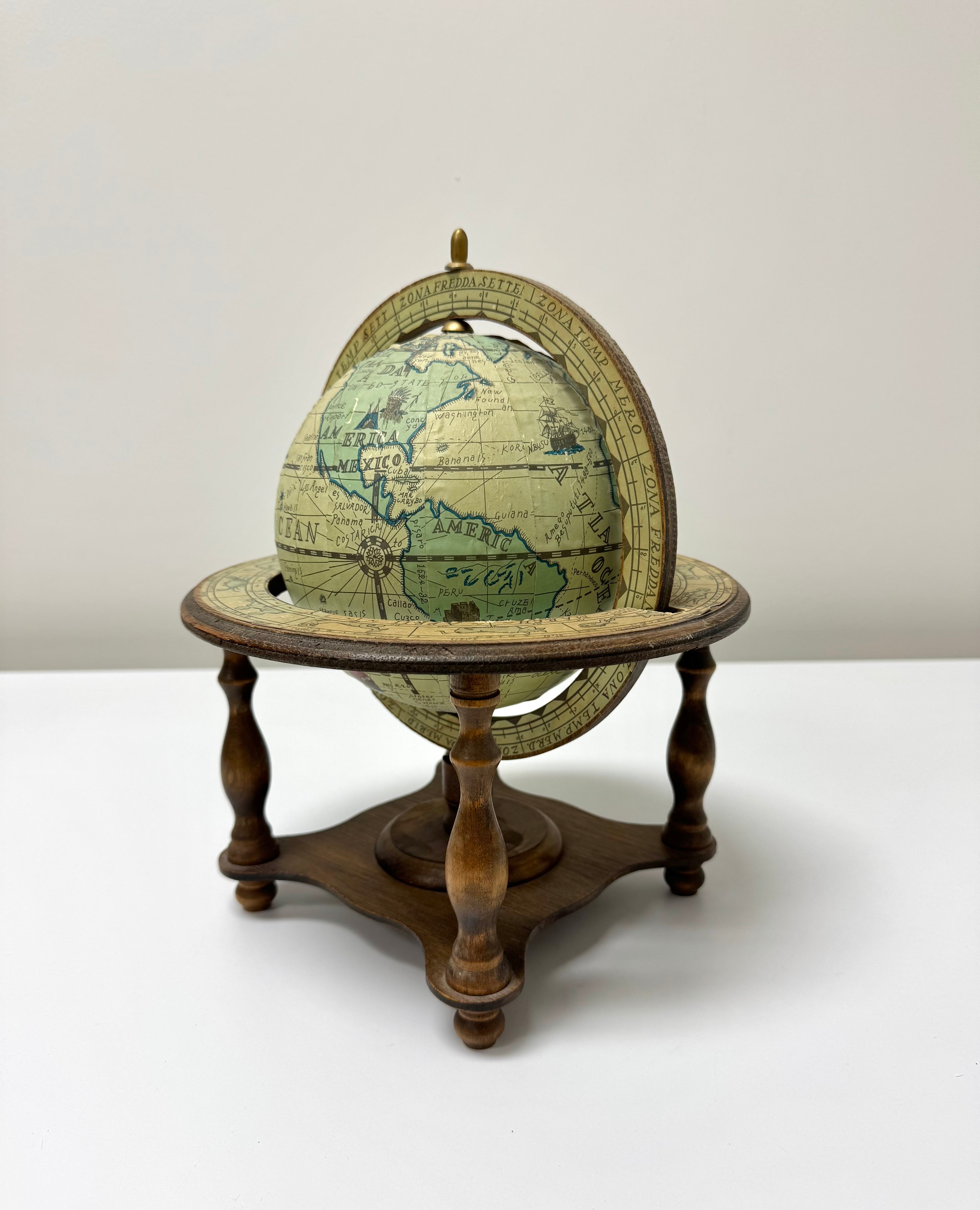 Old World Zodiac Rotating Desk Globe