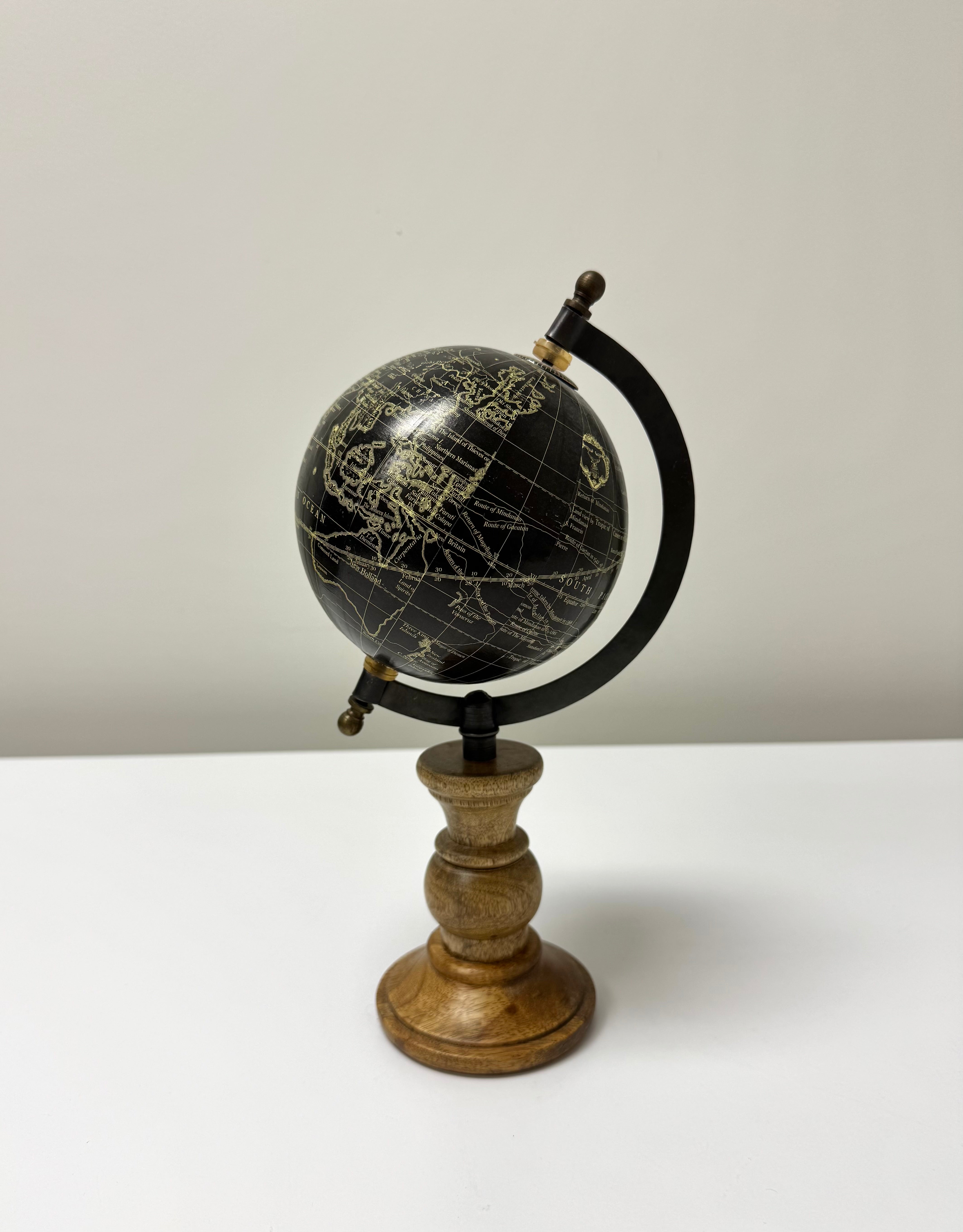 Old World Rotating Black Desk Globe