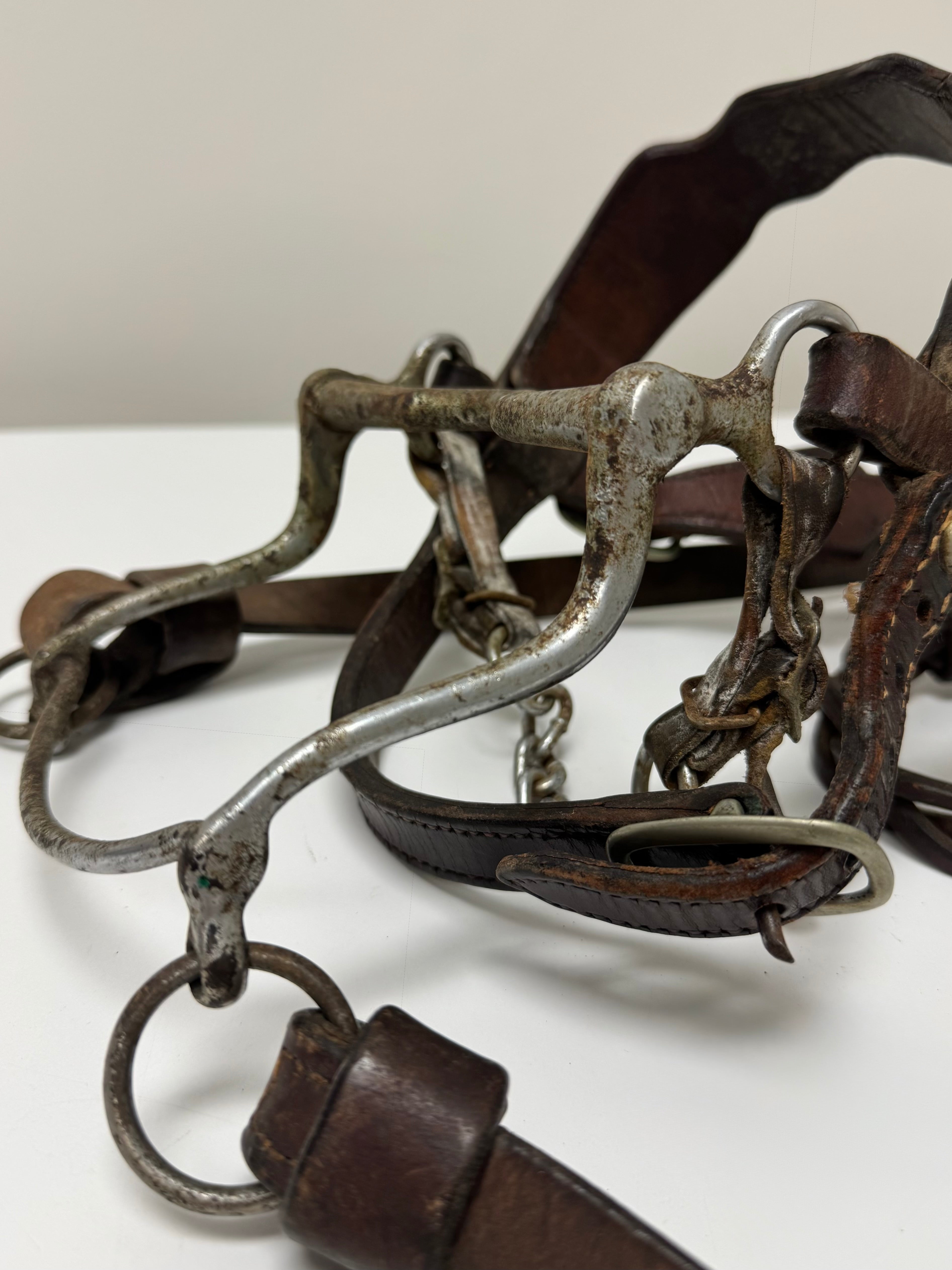 Vintage Complete Western Brown Leather Bridle & Reins