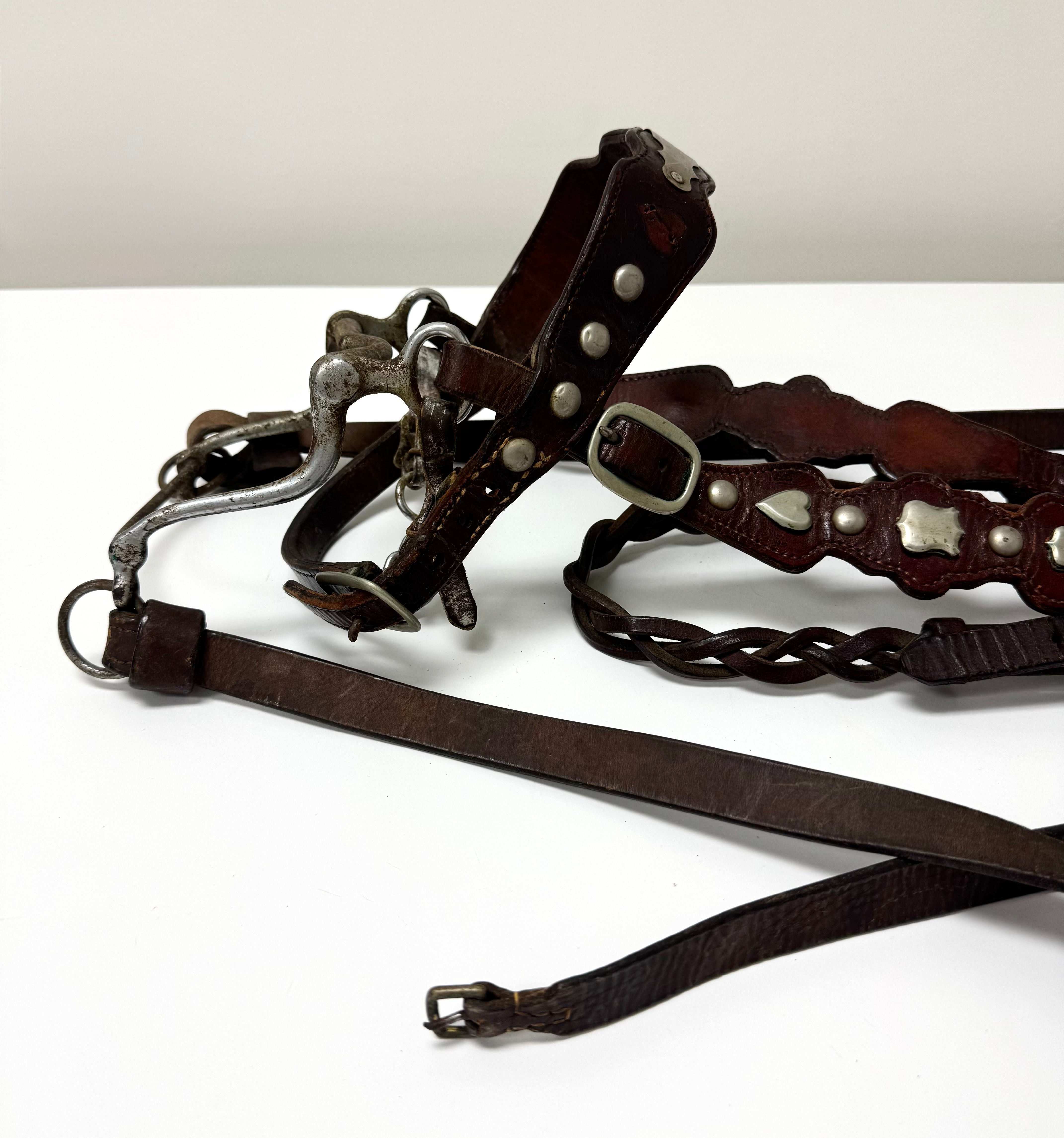Vintage Complete Western Brown Leather Bridle & Reins
