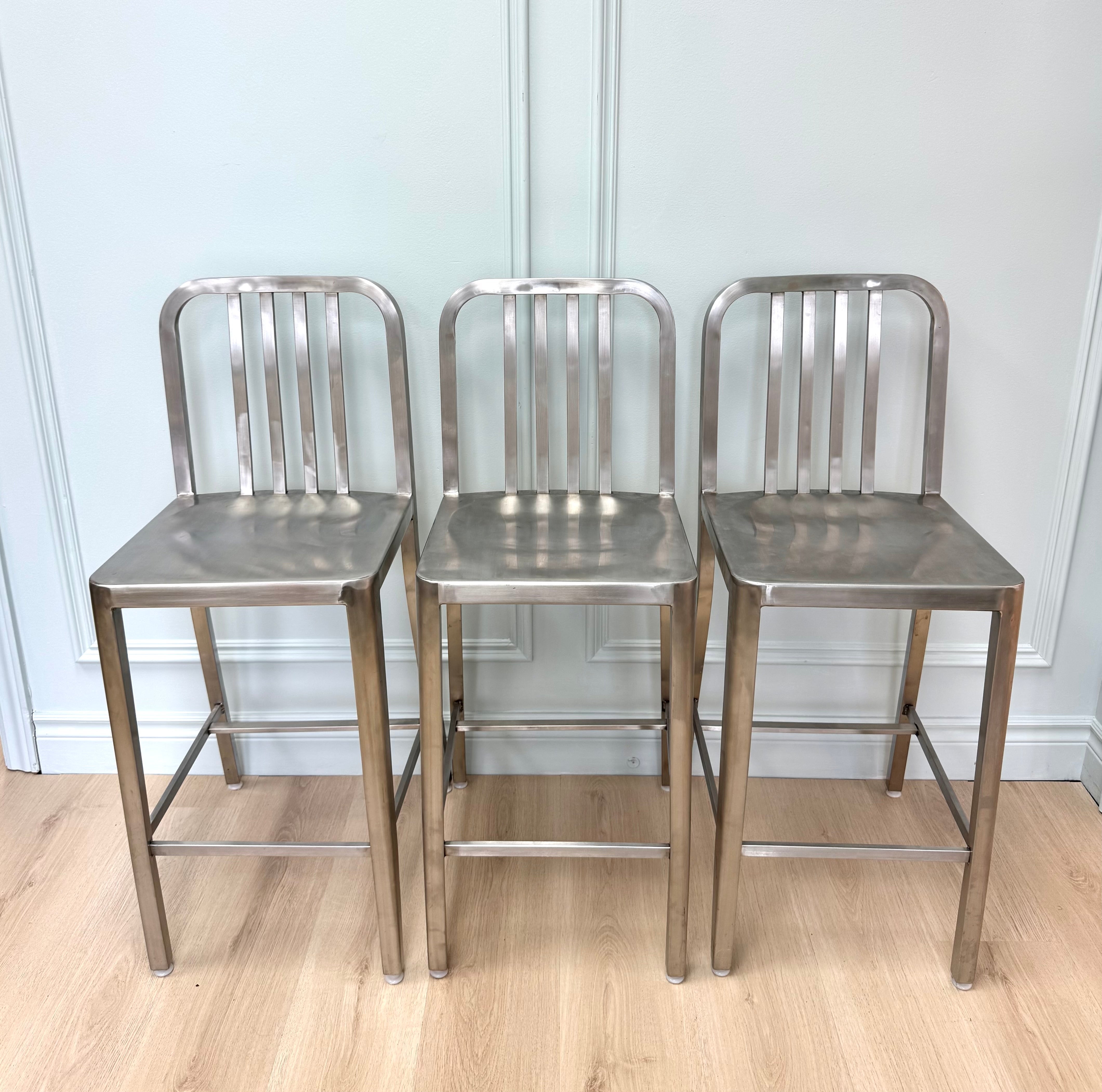 Brushed Aluminum Counter Stools Set of 3