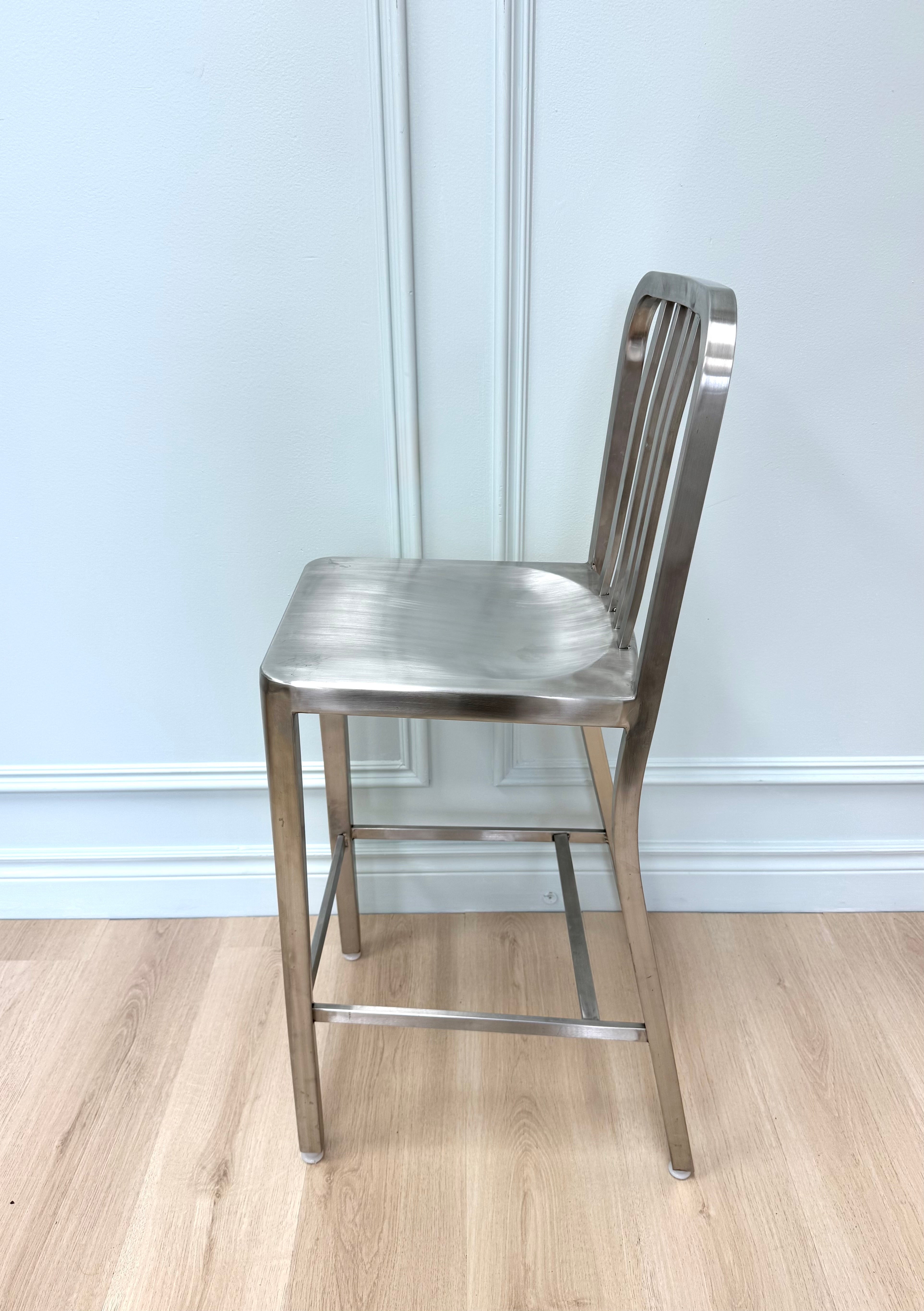 Brushed Aluminum Counter Stools Set of 3
