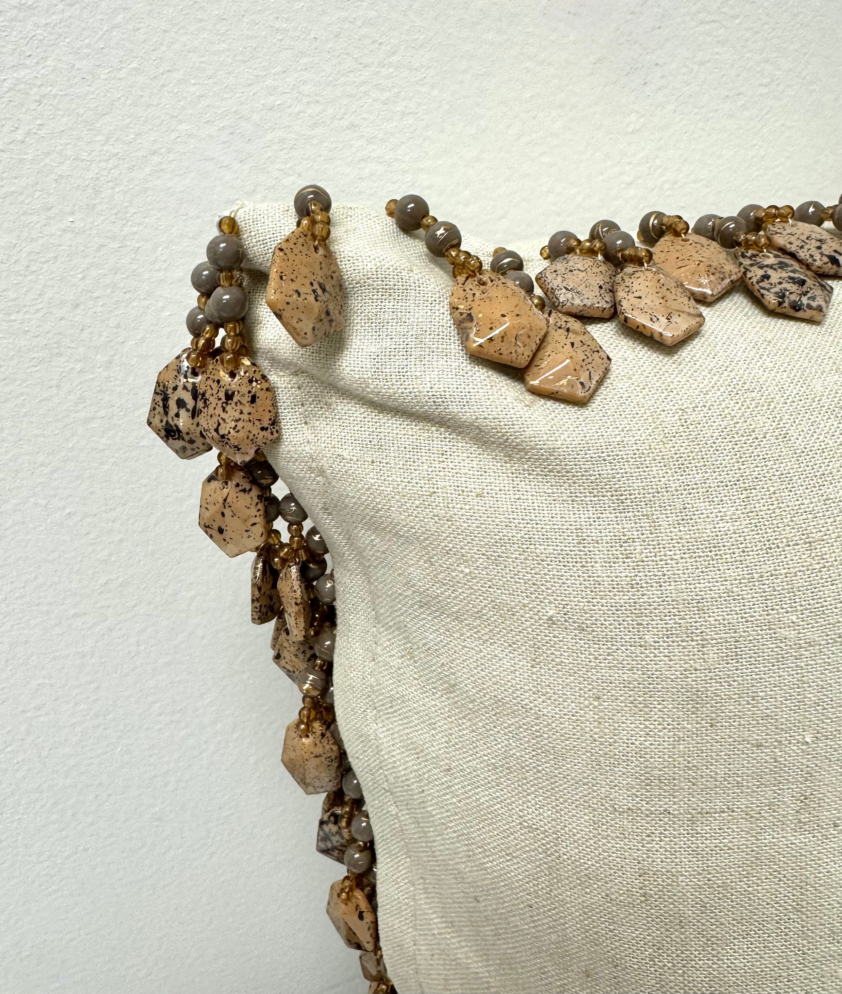 Natural Cotton 17" Pillow with Beading