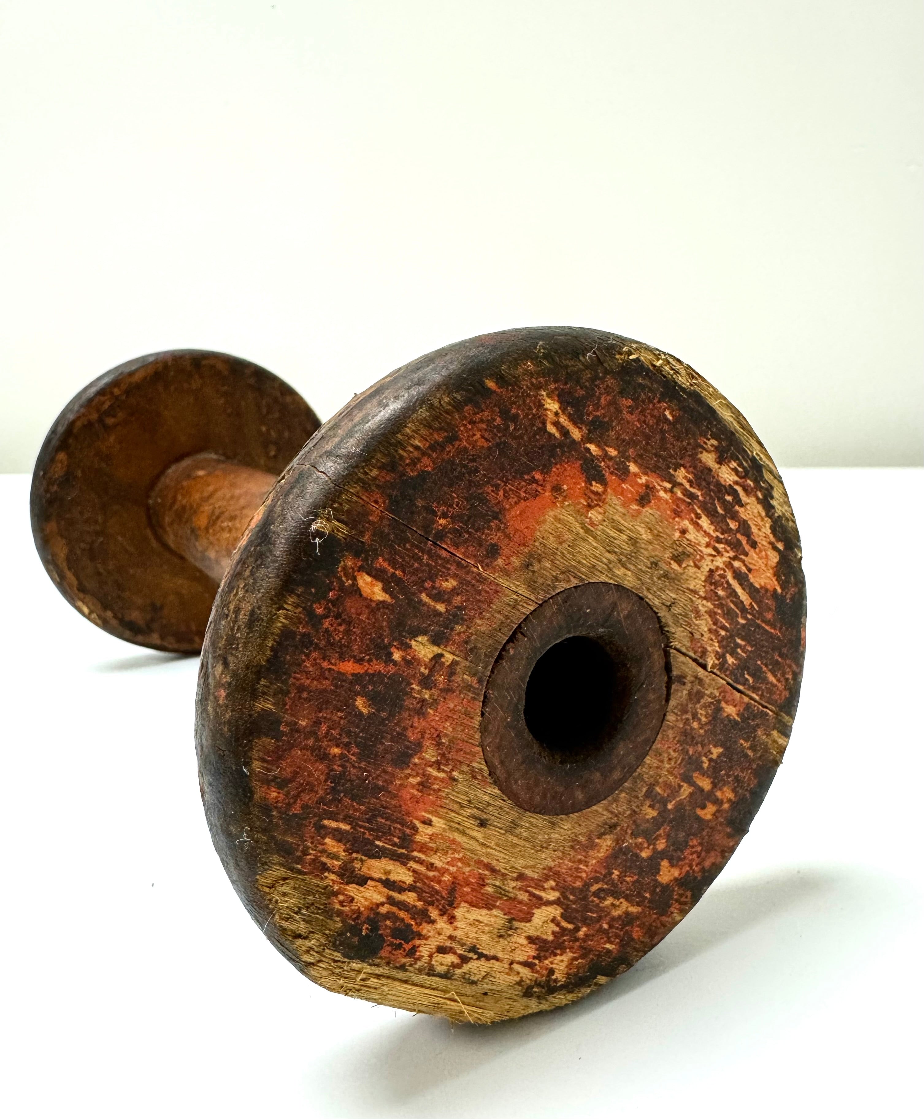 Vintage Wooden Industrial Textile Spool