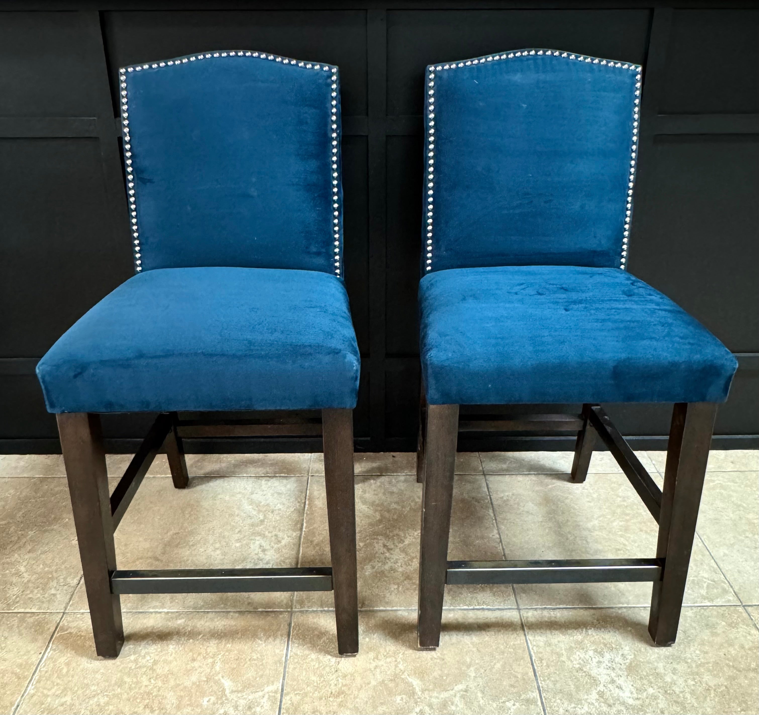 Rich Cobalt Microfibre Counter Stools Set of 2