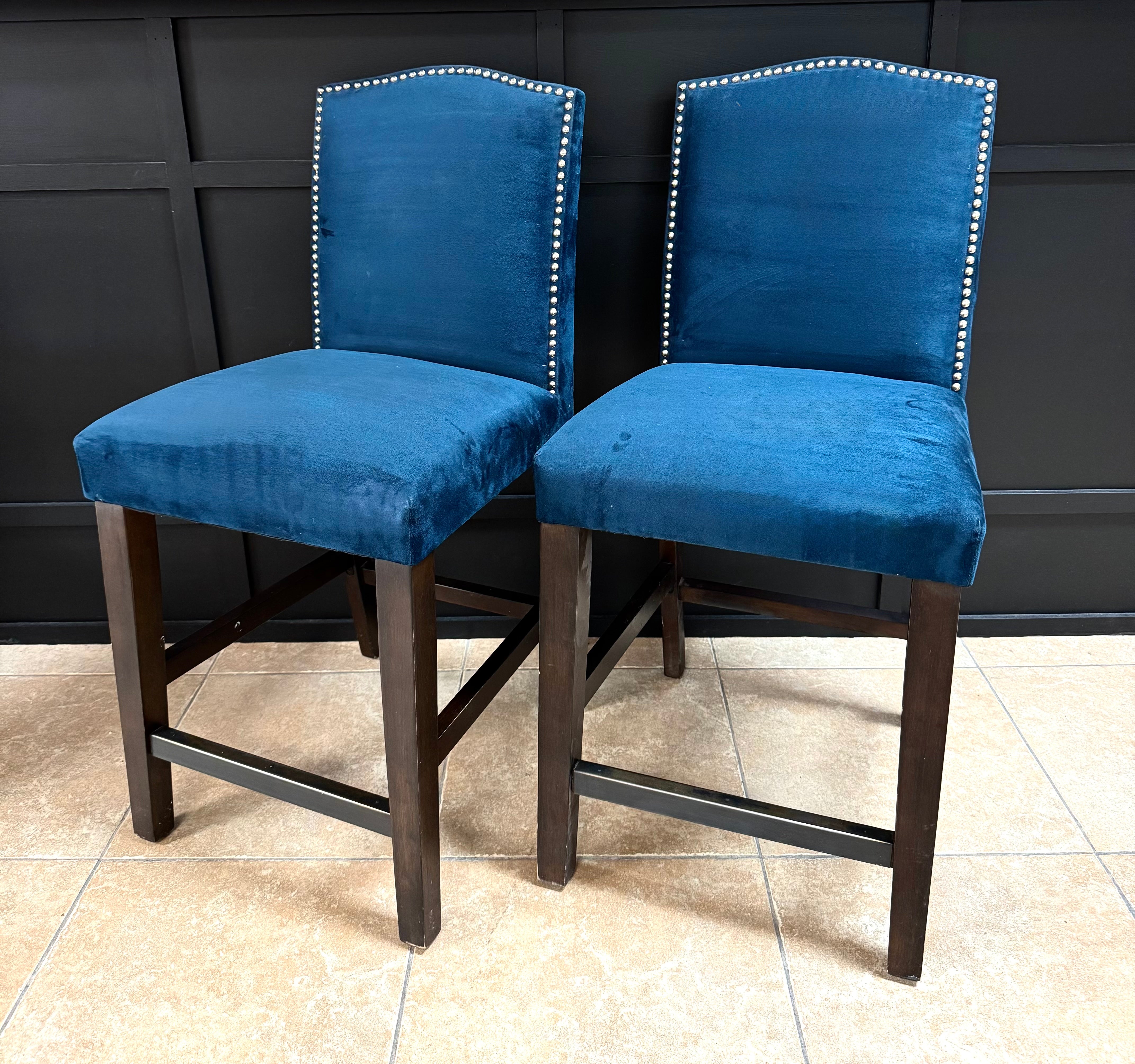 Rich Cobalt Microfibre Counter Stools Set of 2